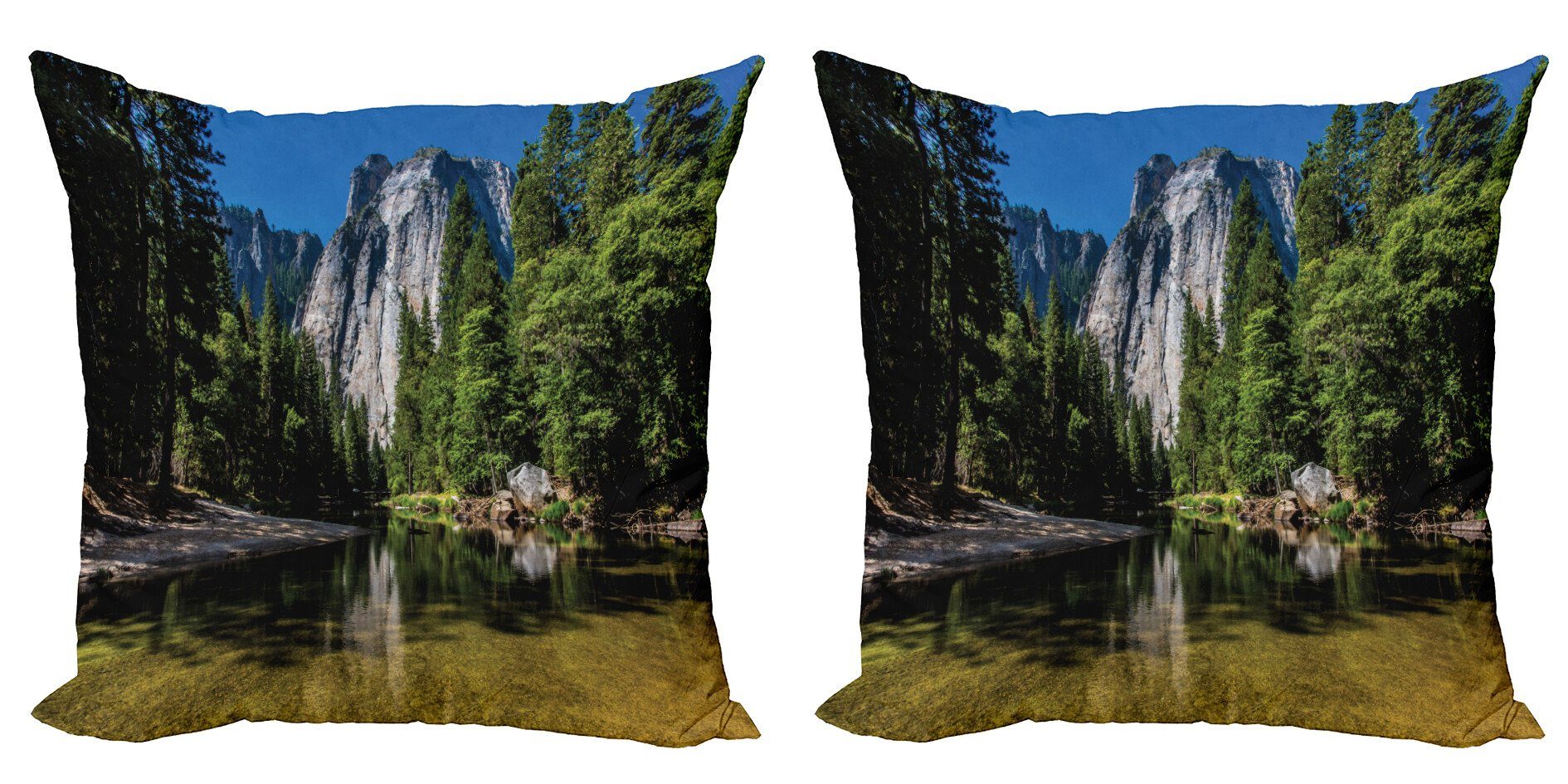 Kissenbezüge Modern Accent Doppelseitiger Digitaldruck, Abakuhaus (2 Stück), Natur Granit Klippe Fluss