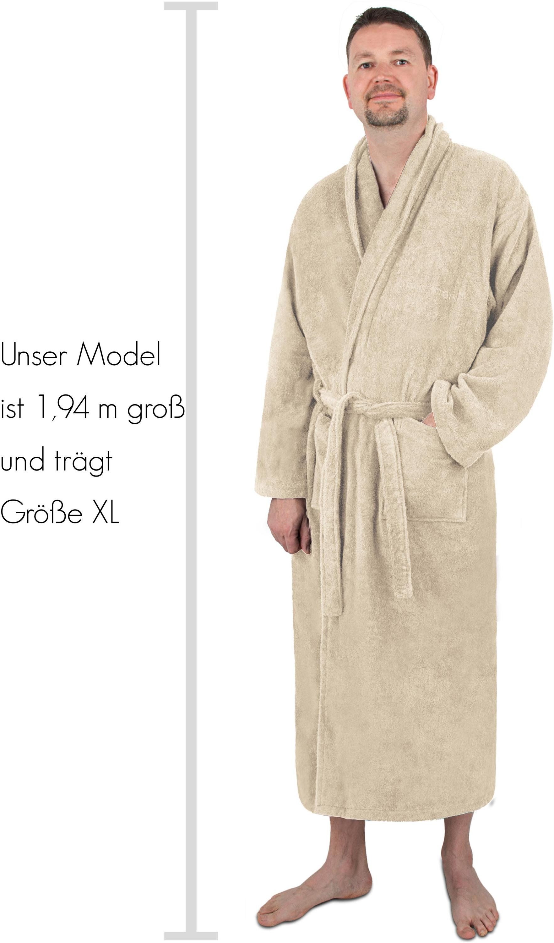 normani Bademantel Bademantel aus 100 % Baumwolle Lola, Baumwolle, 2 Seitentaschen, Bindegürtel, extra lang, auch 100 % saugstarker Baumwolle – Bild 3 von 5