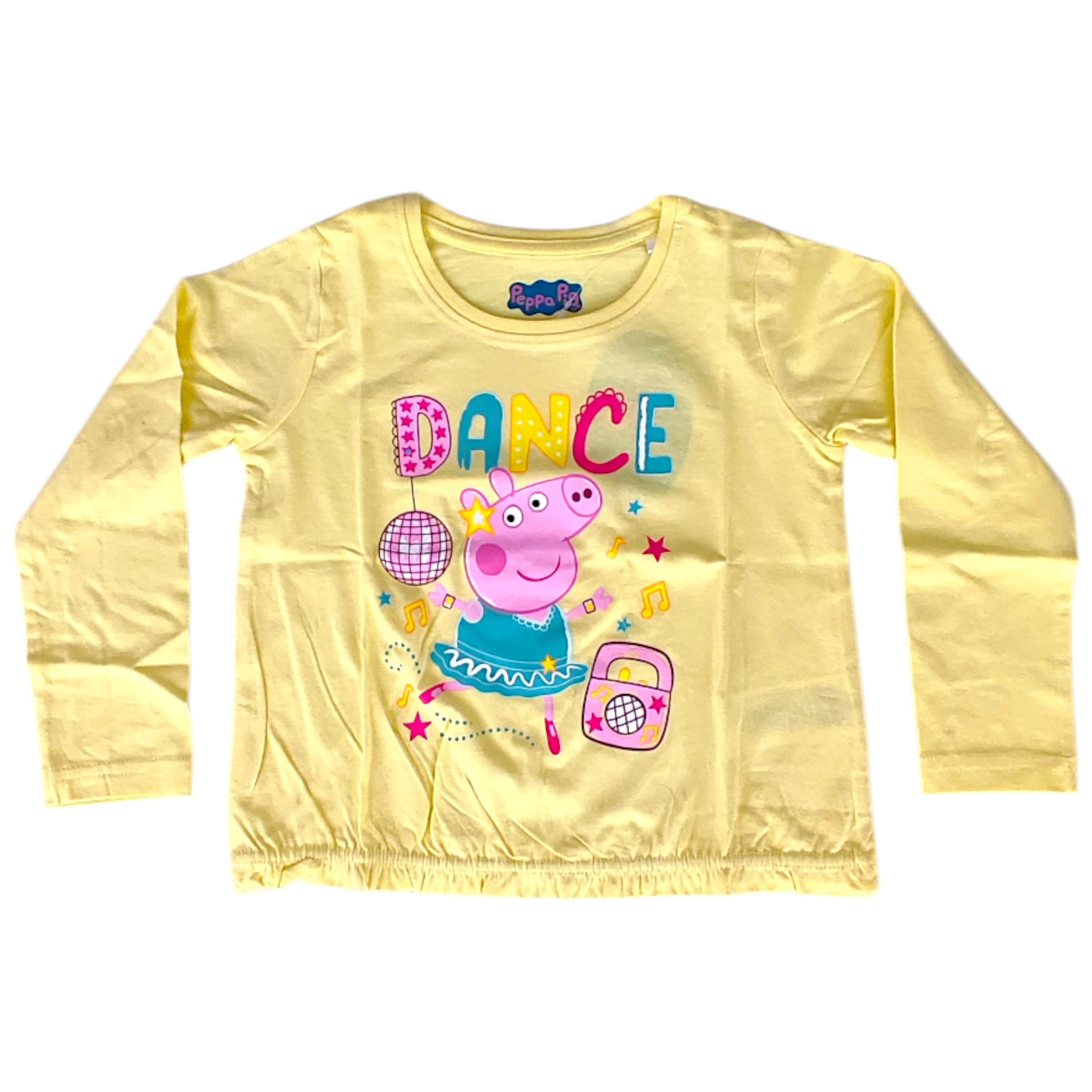 Peppa Pig Langarmshirt Peppa Wutz Mädchen Shirt aus Baumwolle Gr. 92 - 116 cm