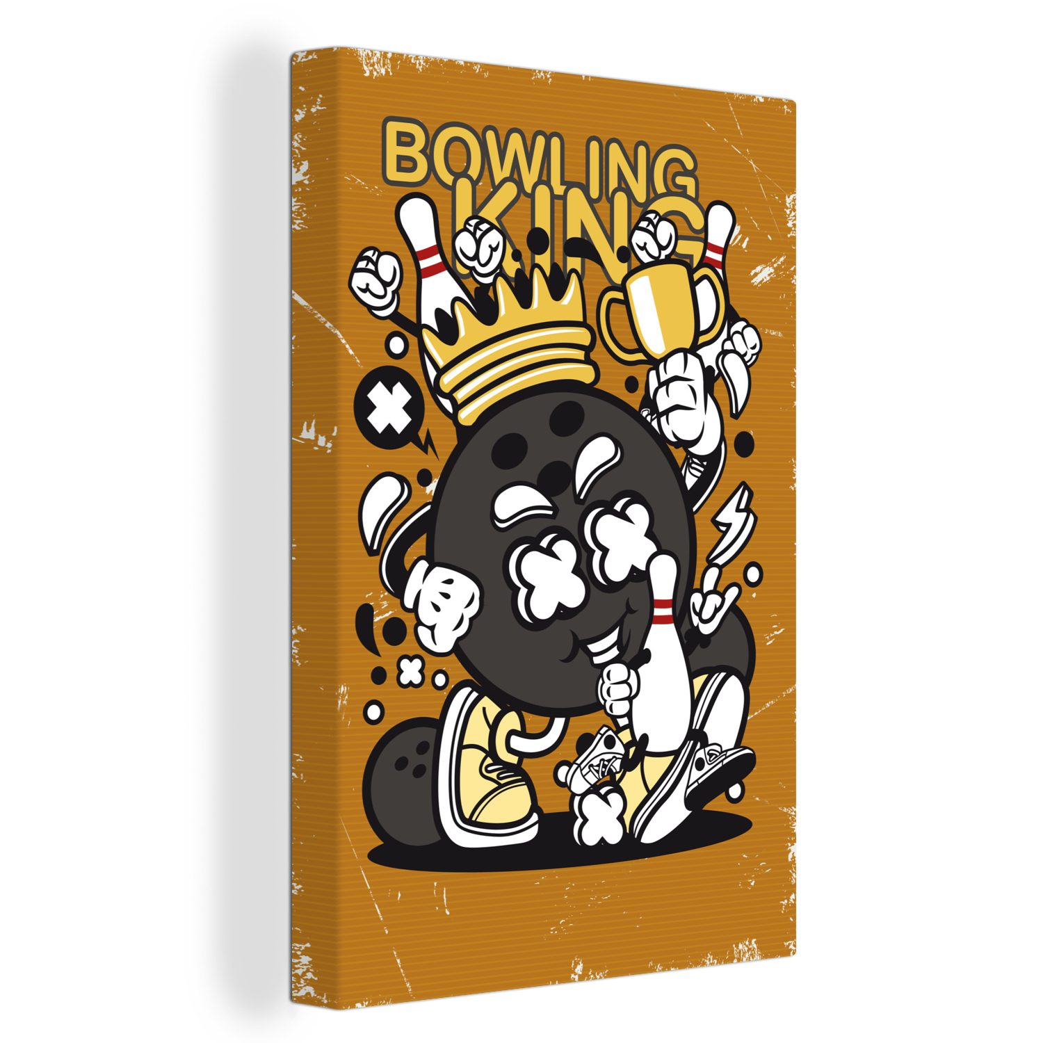 OneMillionCanvasses® Leinwandbild Vintage - Bowling - König, (1 St), Leinwandbild fertig bespannt inkl. Zackenaufhänger, Gemälde, 20x30 cm