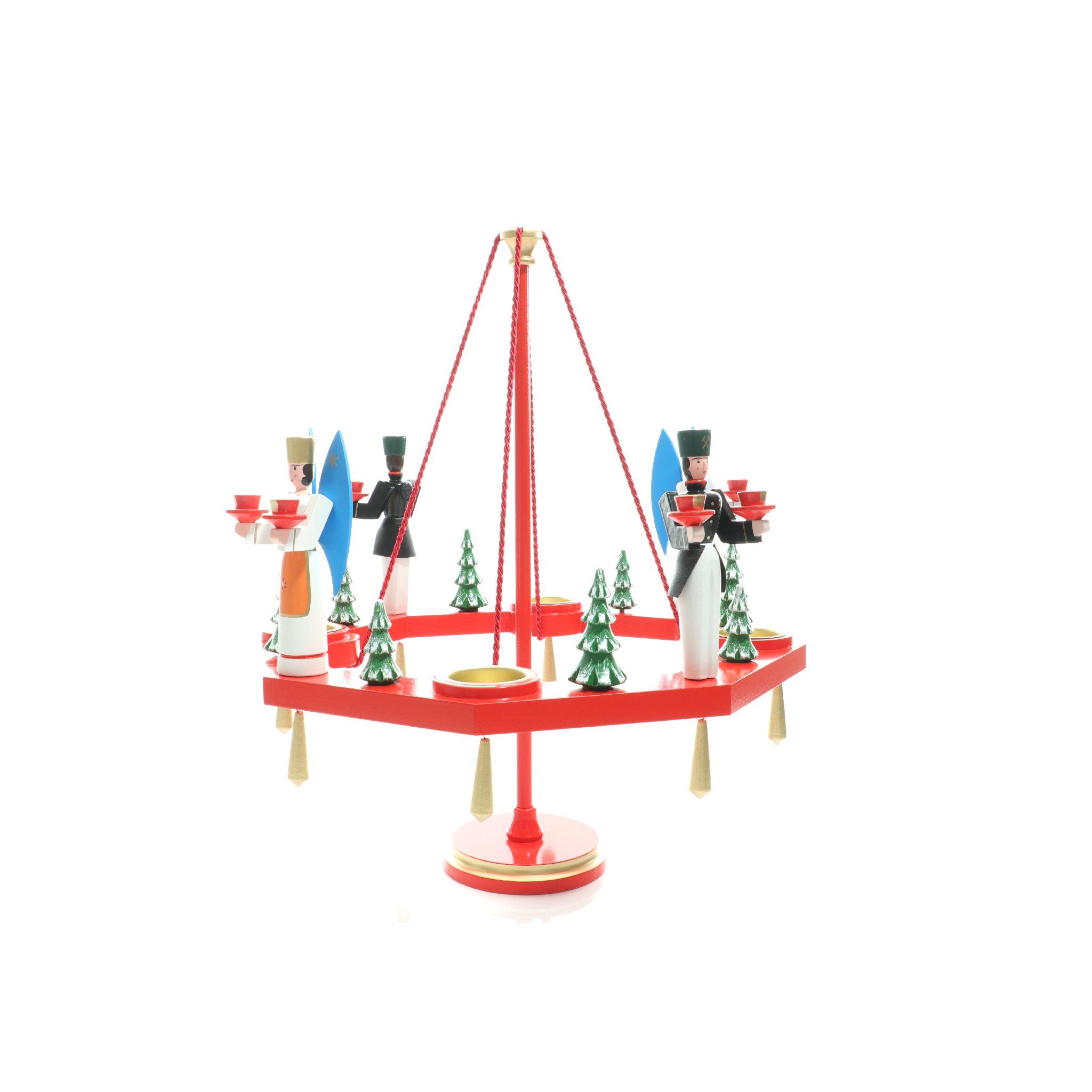 Adventsleuchter Kerzenhalter Tischkranz rot Engel und Bergmann BxT = 38x38cm NEU