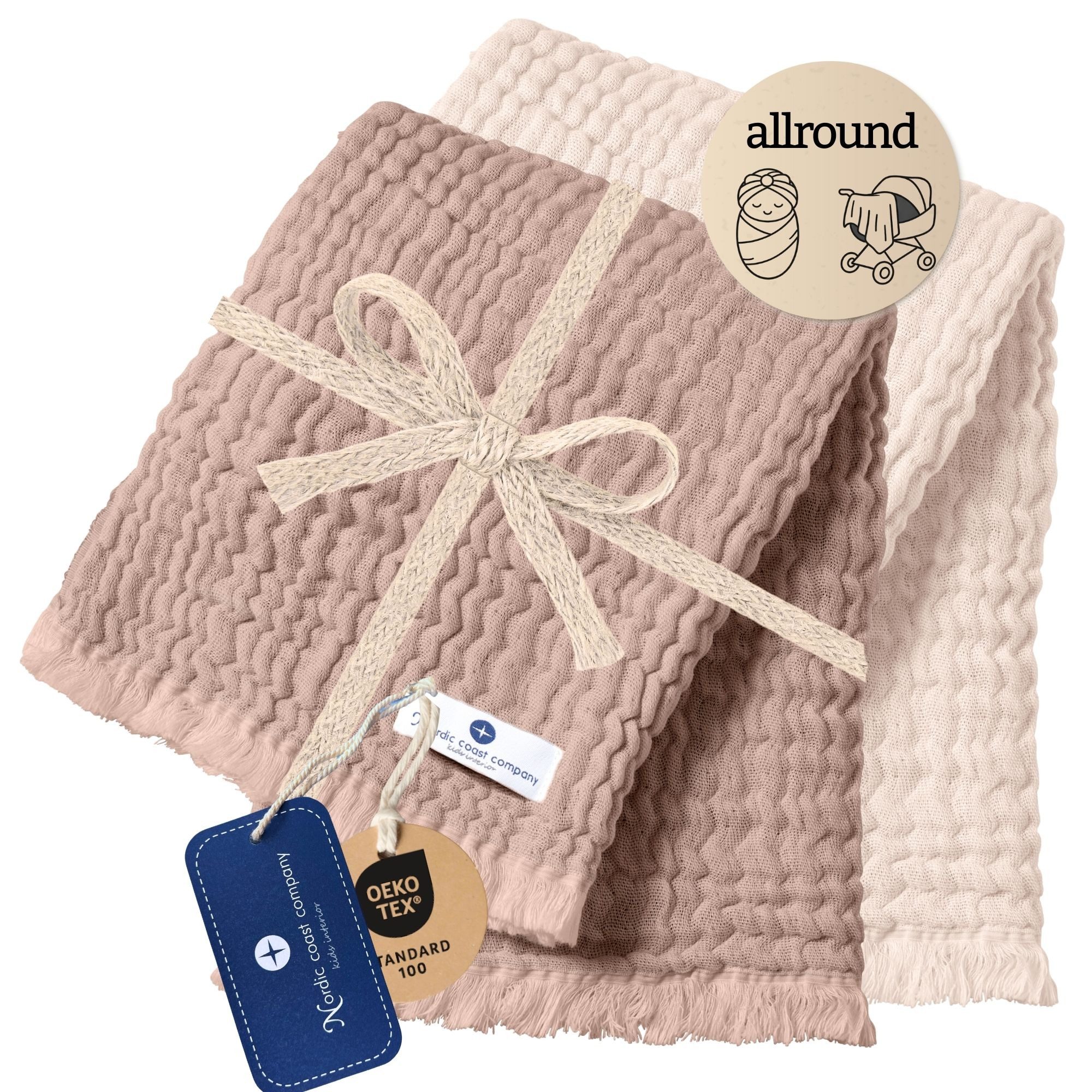 Nordic Coast Company Neugeborenen-Geschenkset Geschenk Set zur Geburt, Puckdecke, Musselindecke, Babydecke Spucktuch Baby-Set Erstausstattung Geburt Babyausstattung- bessere Windeltorte
