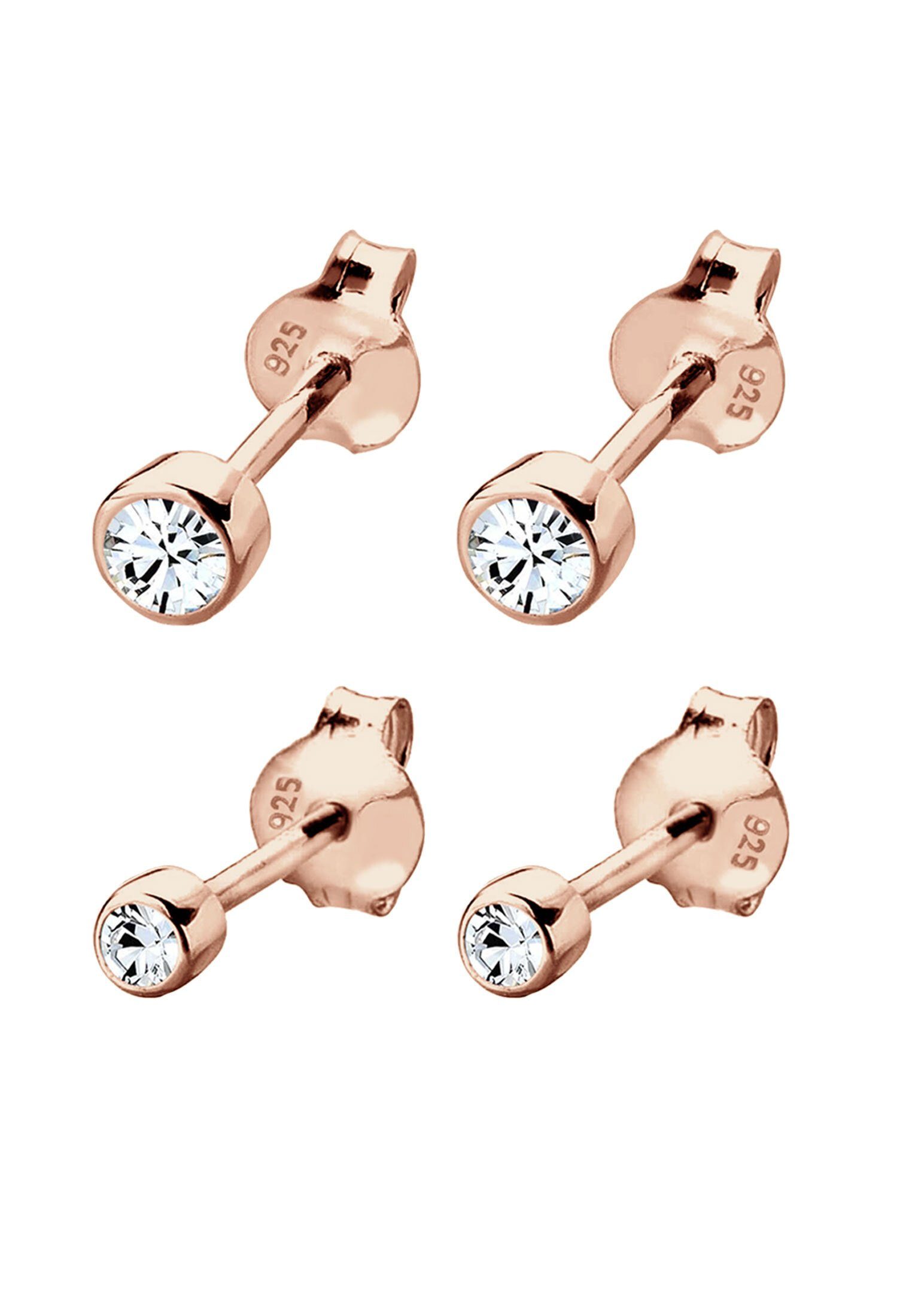 Elli Ohrring-Set Ohrstecker Set Weiß 925 Sterling Silber, mit Kristallen von Swarovski®