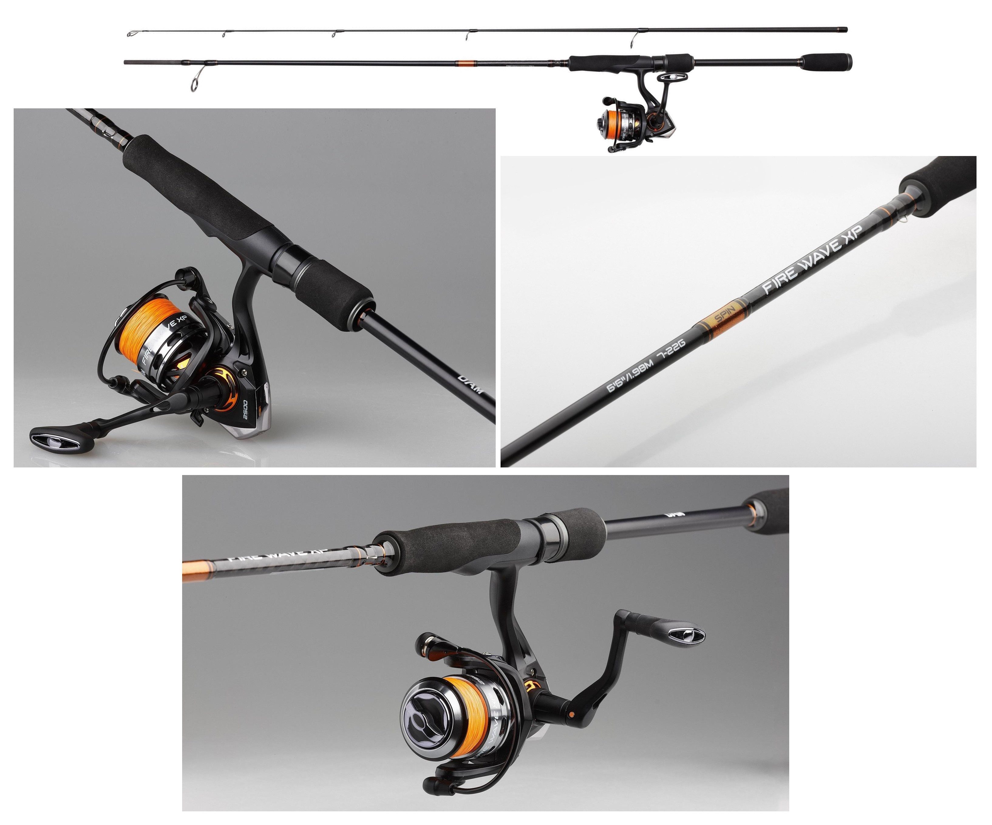 DAM Fishing Spinnrute DAM Set Fire Wave XP Sp Combo - Spin - 7 Größen wählbar - Raubfisch, Modernes Design