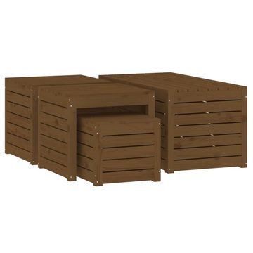 vidaXL Auflagenbox 4-tlg Gartenbox-Set Honigbraun Massivholz Kiefer