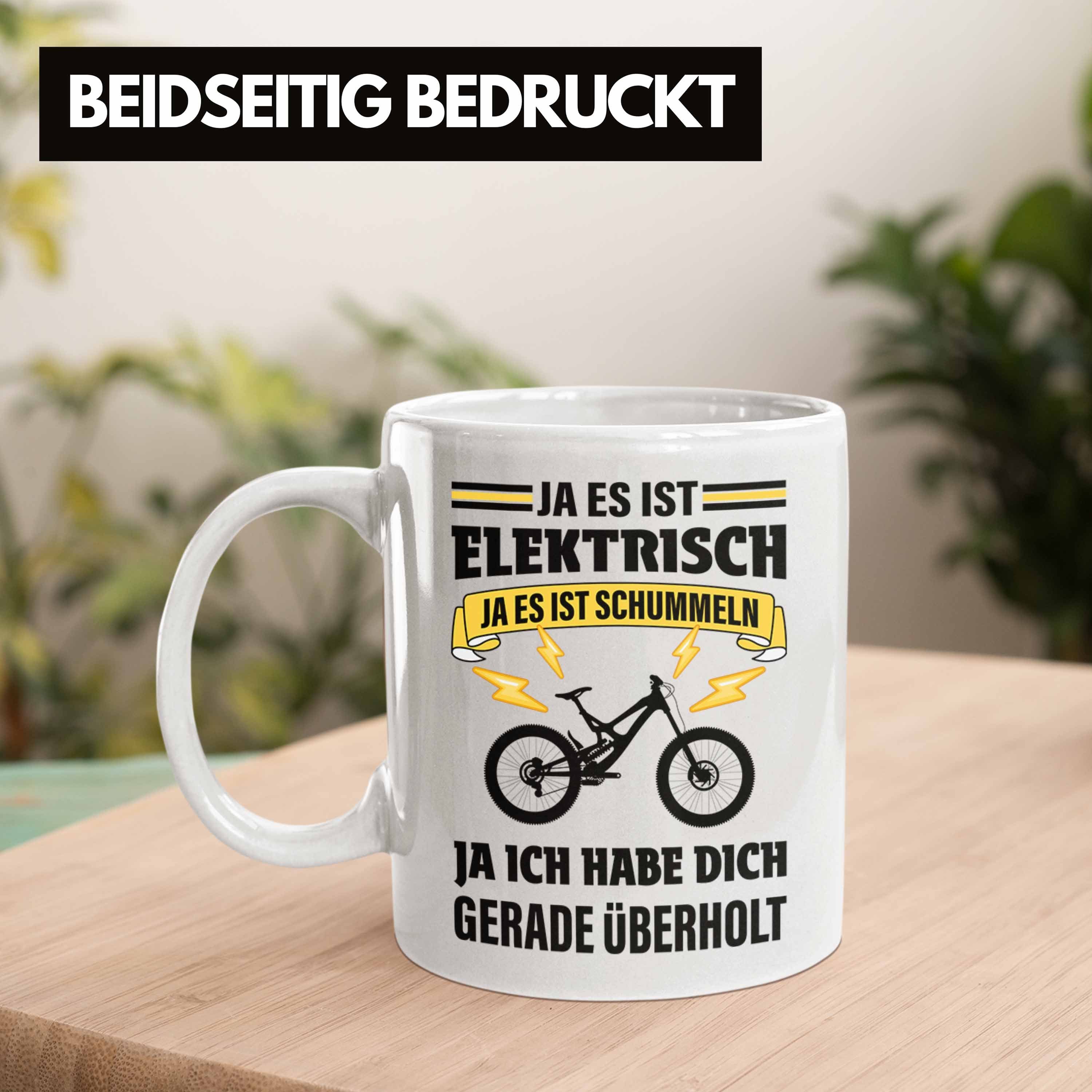 Trendation Tasse E-Bike Spruch Geschenke Ebike - Lustige Kaffeetasse Elektrofahrrad Trendation Weiss Tasse Geschenk mit