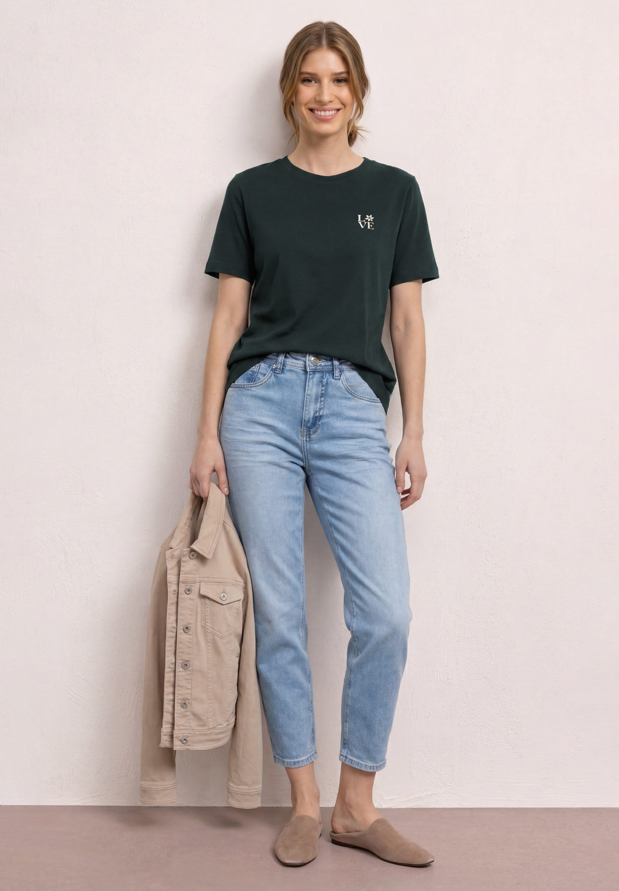 STREET ONE Kurzarmshirt Sommershirt mit Rundhals und Printdetail