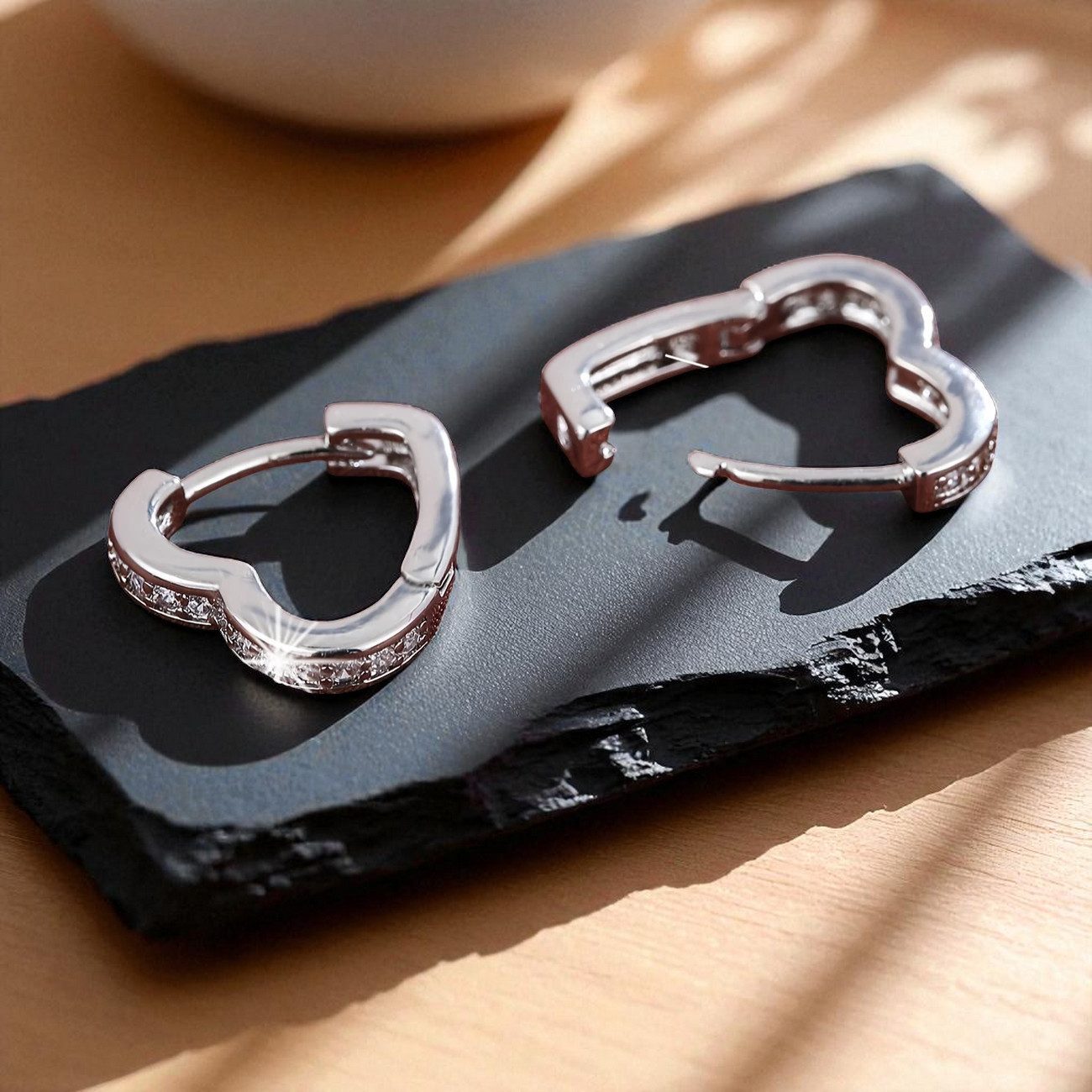 Taffstyle Paar Creolen Creolen 925 Sterling Silber Creolen Herzform Damen O günstig online kaufen