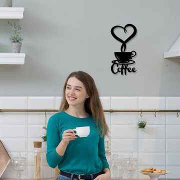 Namofactur 3D-Wandtattoo Kaffee Deko Geschenke - Coffee Wanddeko Holz Wandtattoo, Kaffeetasse Herz Dampf Wandbild Holz Dekoration Cafe Café Caffé