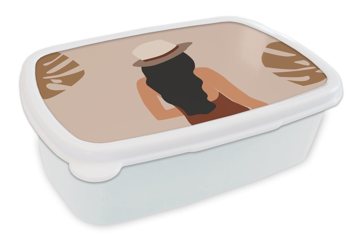 MuchoWow Lunchbox Sommer - Pastell - Rosa, Kunststoff, (2-tlg), Brotbox für Kinder und Erwachsene, Brotdose, für Jungs und Mädchen weiß