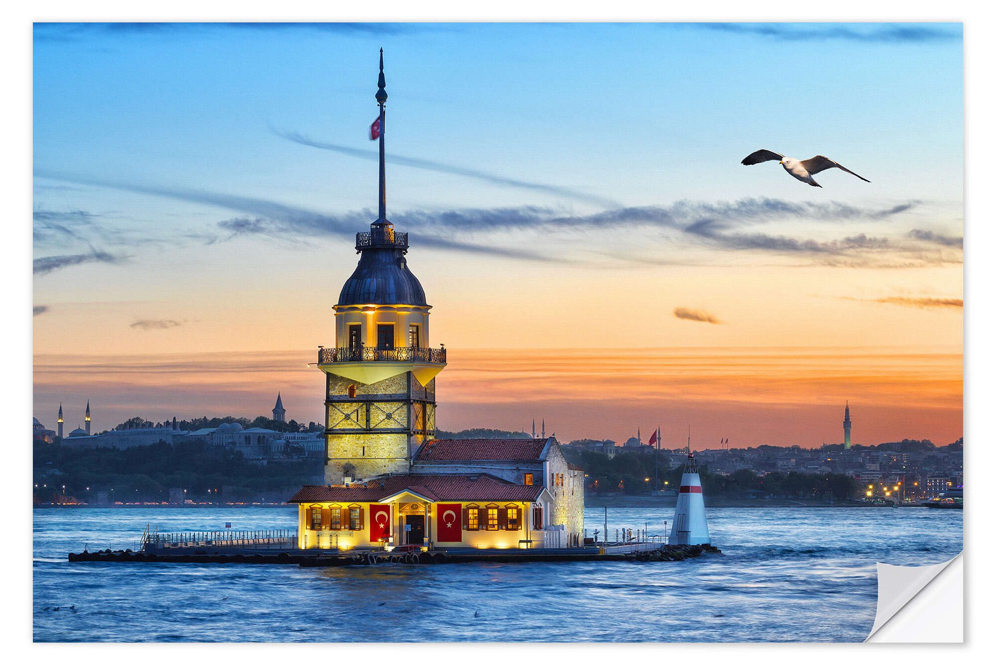 Posterlounge Wandfolie Editors Choice, Maidens Tower am Bosporus, Badezimmer Maritim Fotografie