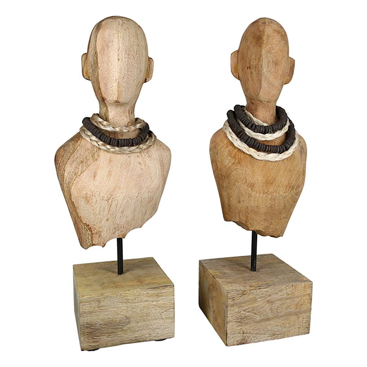 Skulptur"Sienna" Dekoobjekt auf Kette GILDE aus 2er Set mit naturfarben Holz Mangoholz,