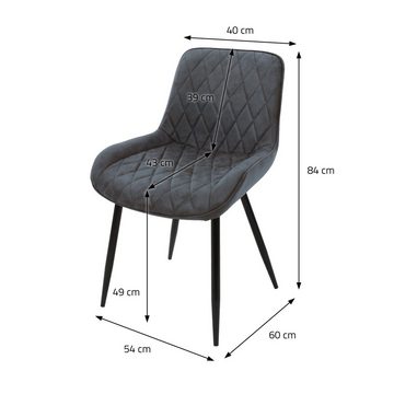 ML-DESIGN Stuhl Esszimmerstühle Set mit Rücken und Armlehnen Polster Küchenstühle, 8x Esszimmerstühle Anthrazit 54x60x84cm aus PU-Leder mit Metallbeine