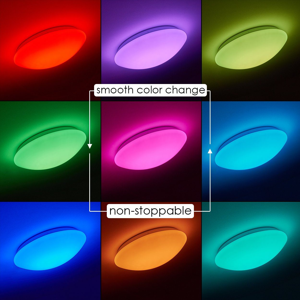 Farbwechsler LED Lumen runde Kelvin, Fernbedienung, mit Deckenlampe mit 18 dimmbar, RGB 1200 hofstein Nachtlichtfunktion, 3000 Deckenleuchte »Osini« und Watt,
