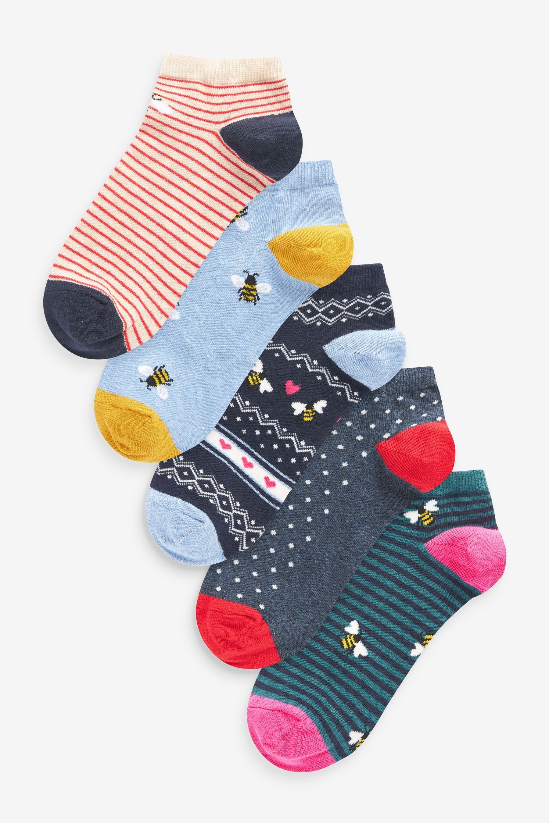 Next Шкарпетки для кросівок 5er-Pack Sneaker-Socken, Bienen (1-Paar)
