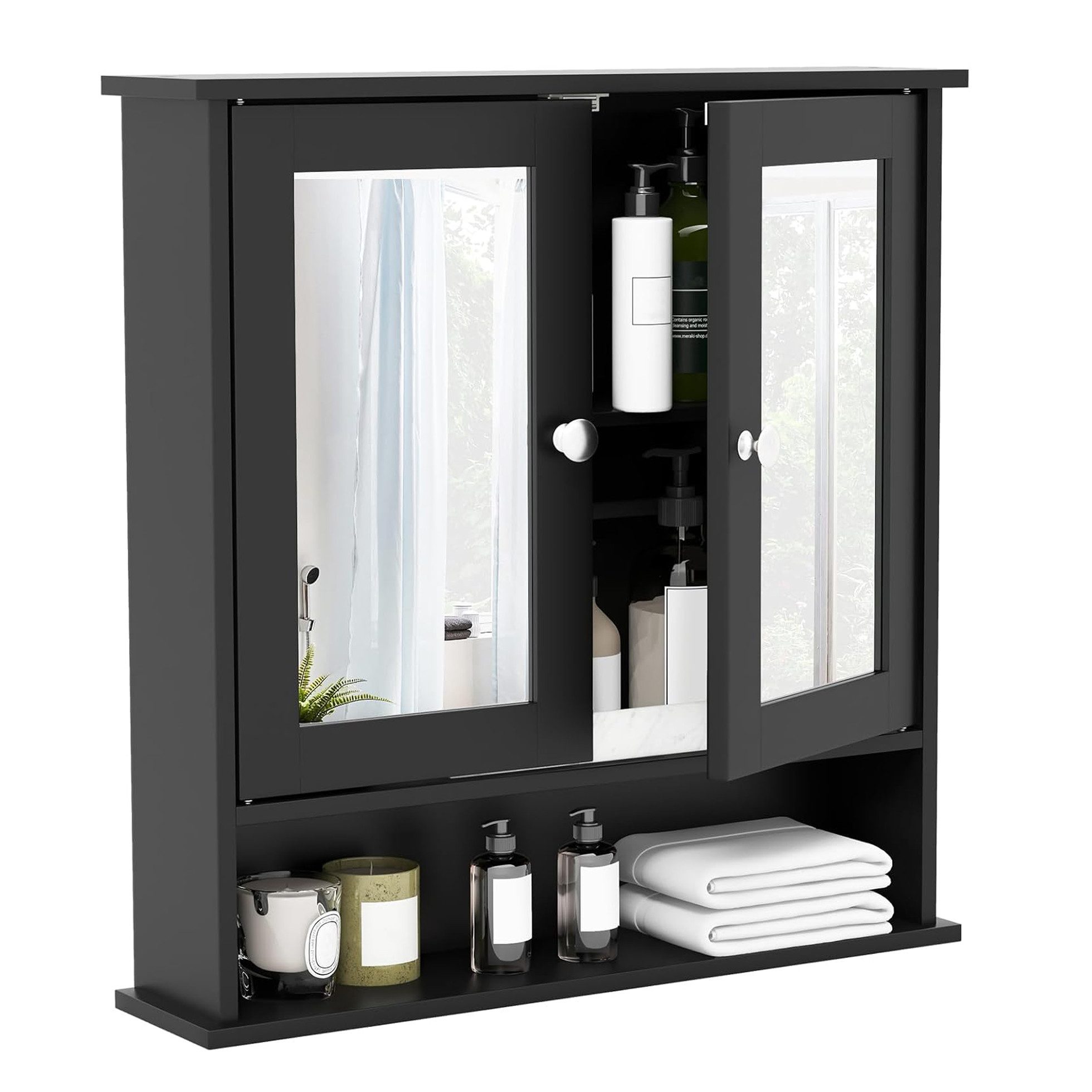 KOMFOTTEU Spiegelschrank Badezimmerspiegelschrank Wandschrank hängend,56 x günstig online kaufen