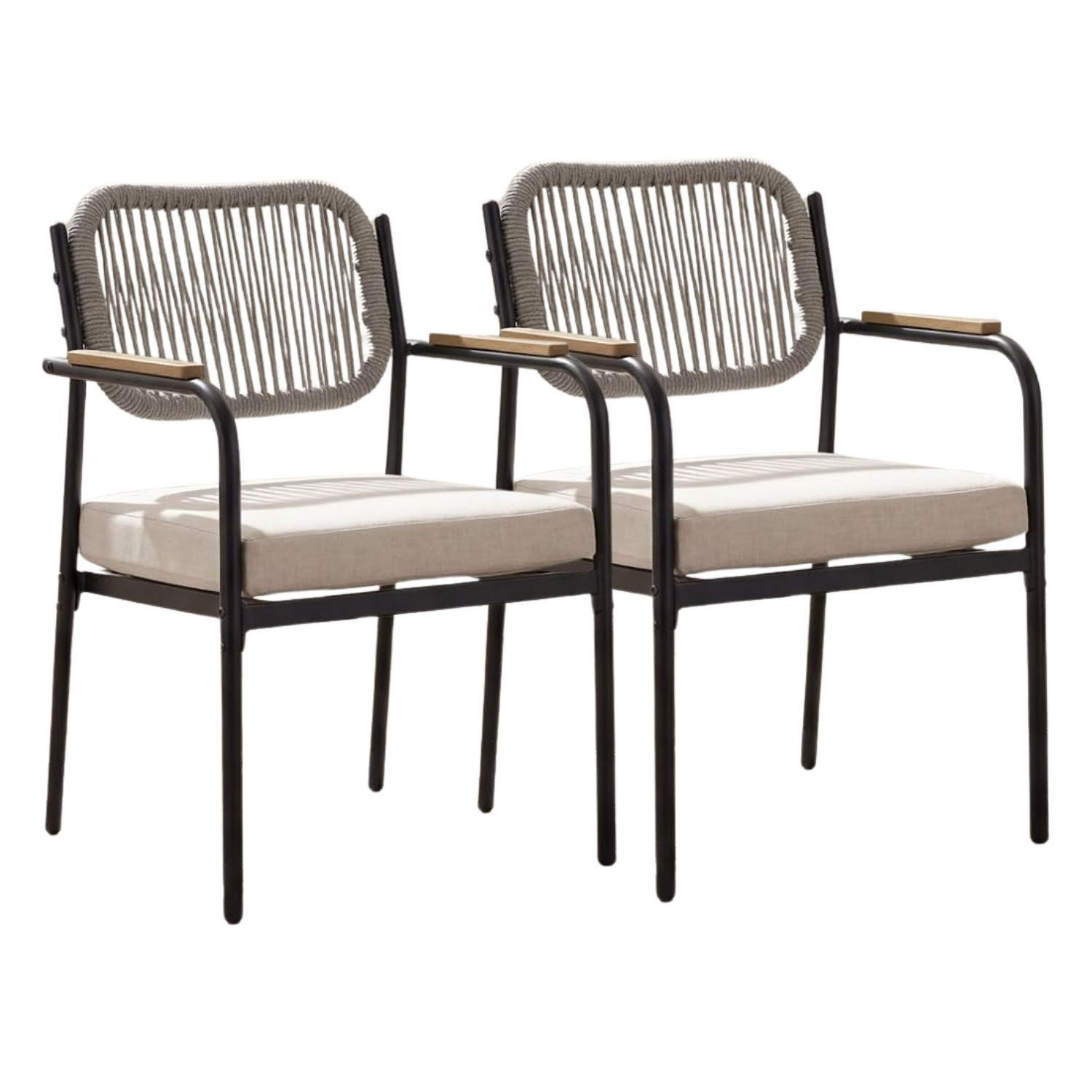 WAHSON OFFICE CHAIRS Gartenstuhl 2/4er Set wetterfester Gartensessel mit 8 cm Sitzkissen,Außenbereich (2 St)