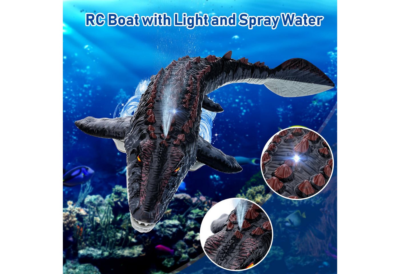 Thumbnail - ZEUOPQ RC-Boot 2.4GHz Ferngesteuerter Dinosaurier Spielzeug für Kinder (Ferngesteuertes Wasserspielzeug, Kinder Pool Spi...