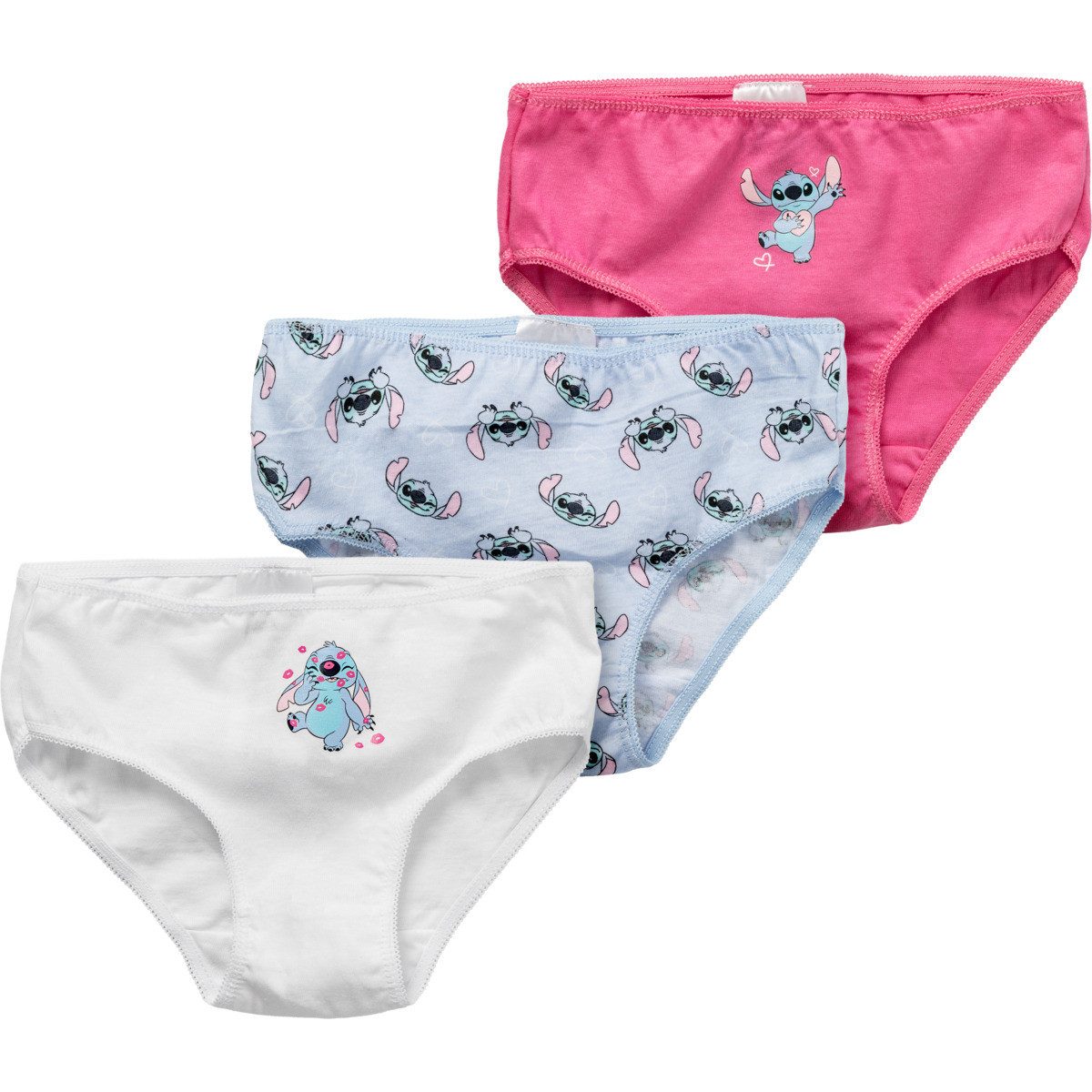 Disney Slip Lilo & Stitch Mädchen (3-St) Schlüpfer, Höschen, Unterhose, Unterwäsche, Baumwollslip