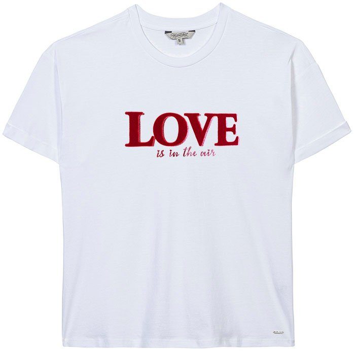 Herrlicher Rundhalsshirt STINA VALENTINSTAGSSHIRT mit Flockprint „Love is in the air“ | T-Shirts