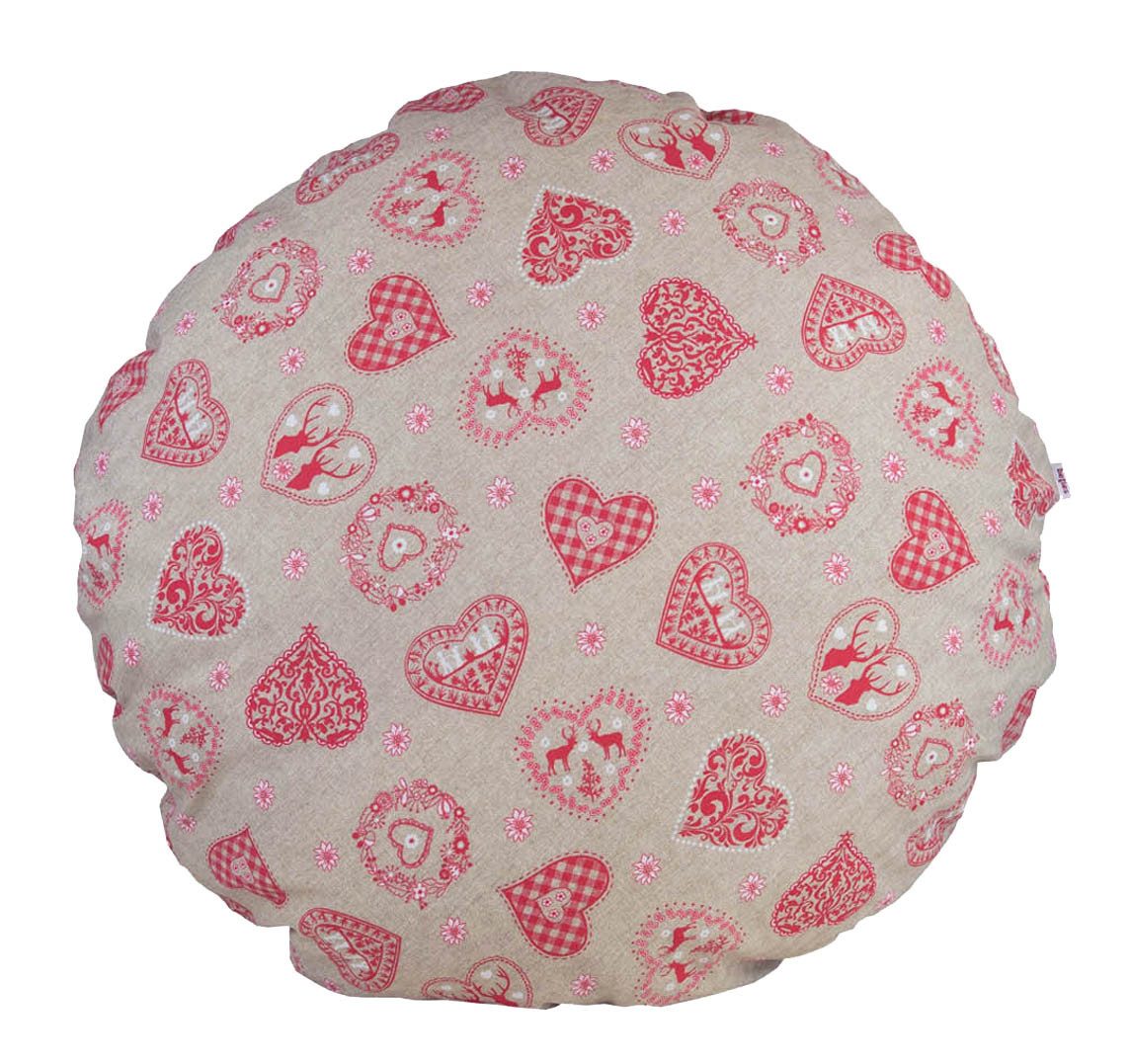 beties Kissenbezug Alpen Hütte, (1 Stück), Runde Bodenkissenhülle 80 cm Ø 50% Baumwolle 50% Polyester beige-rot