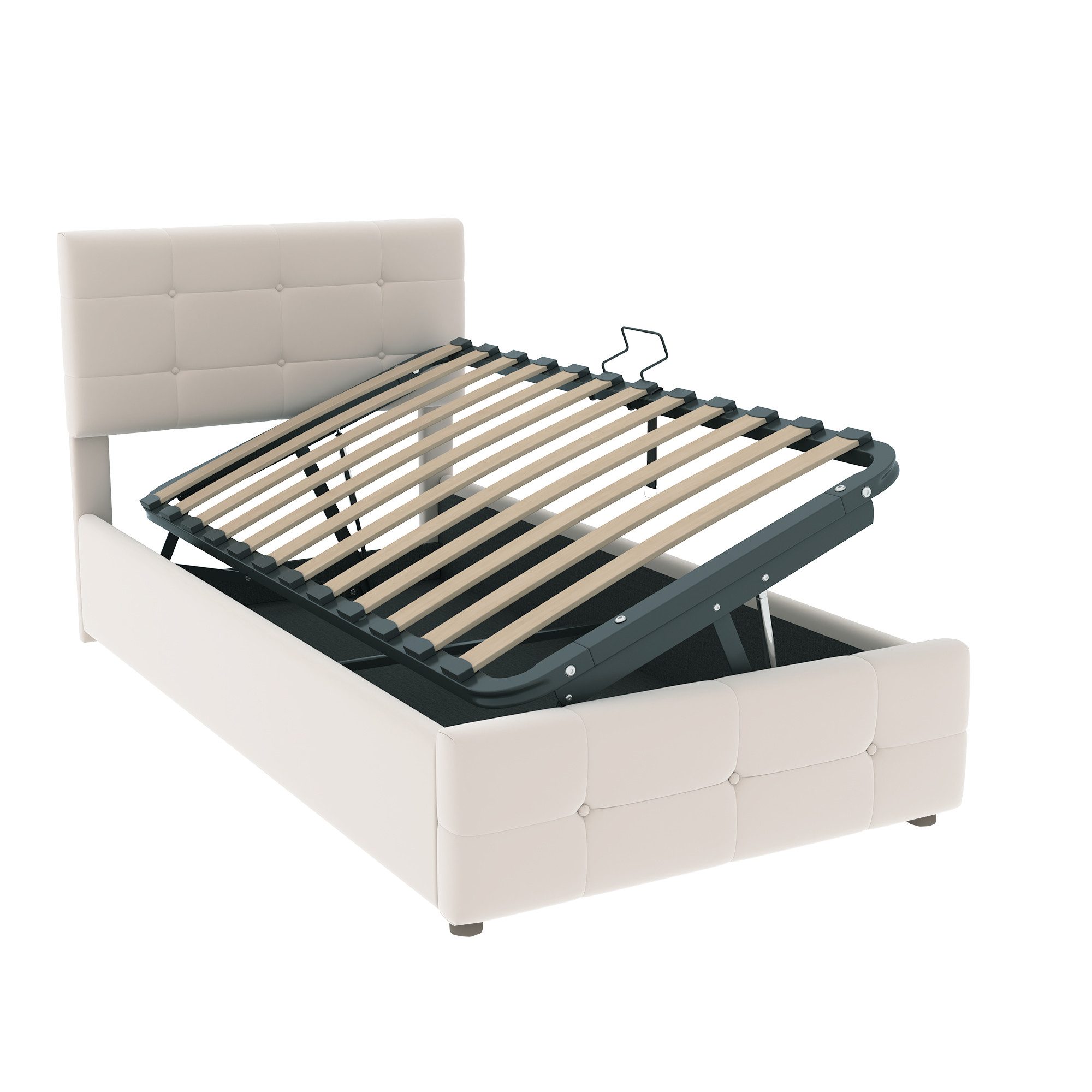 SOFTWEARY Stauraumbett mit Bettkasten und Lattenrost (90x200 cm), Kopfteil günstig online kaufen