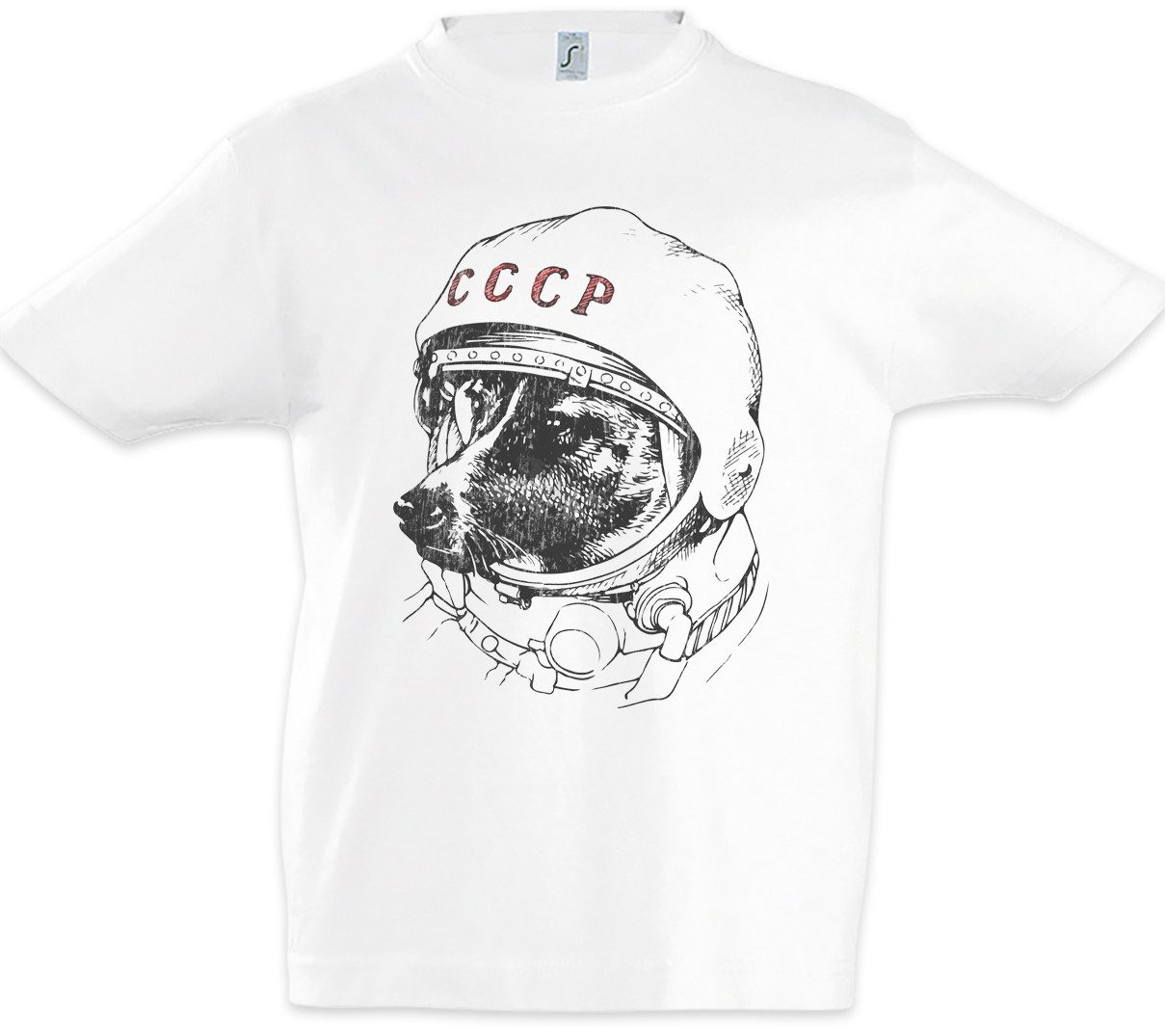 Print-Shirt Space Dog Laika Kinder T-Shirt Rakete Raumschiff Weltall Hund Hündin