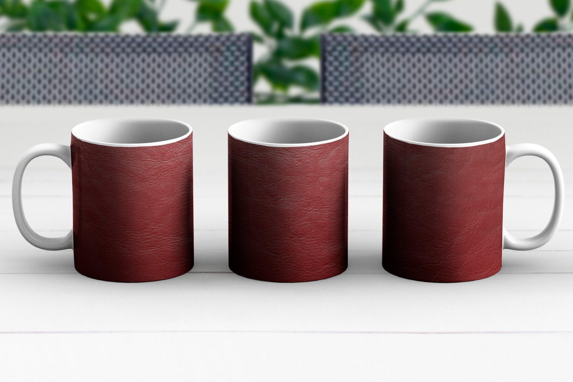 MuchoWow Tasse Teetasse, braunem Hintergrund Keramik, Geschenk Kaffeetassen, aus Becher, Teetasse, Leder