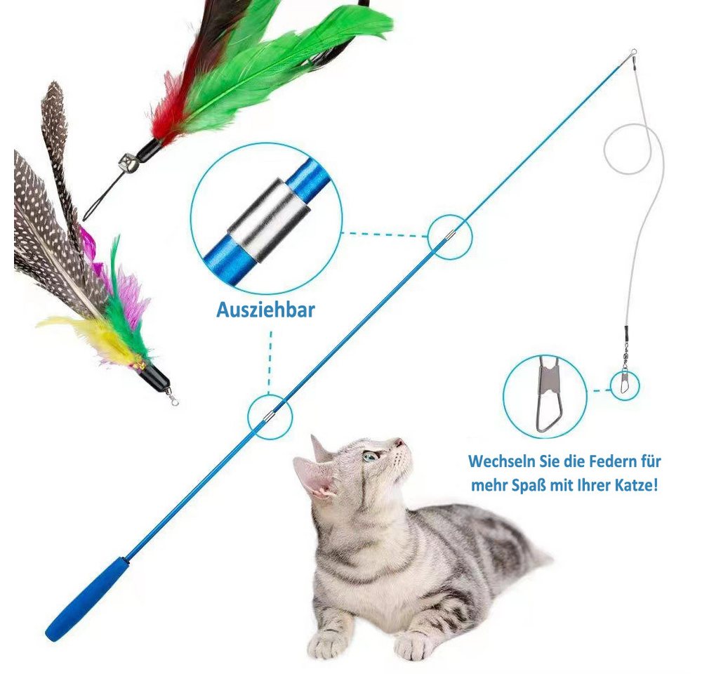 Thumbnail - Beaface Tier-Intelligenzspielzeug Katzenspielzeug-Set, 12-teilig, mit ausziehbarem Angelstab, (12-tlg) Farbigen Federn u...