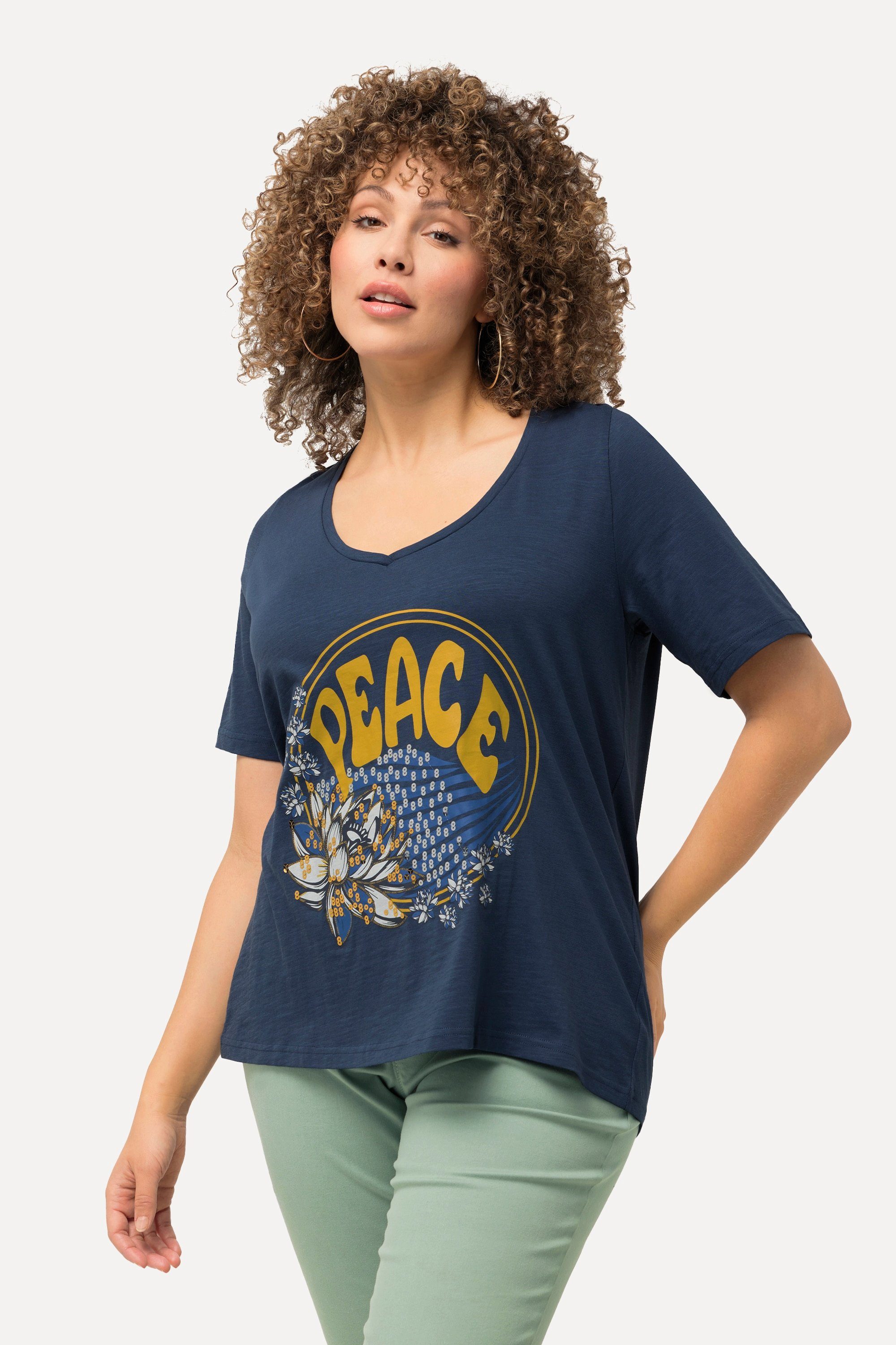 Ulla Popken T-Shirt T-Shirt Pailletten Classic günstig online kaufen