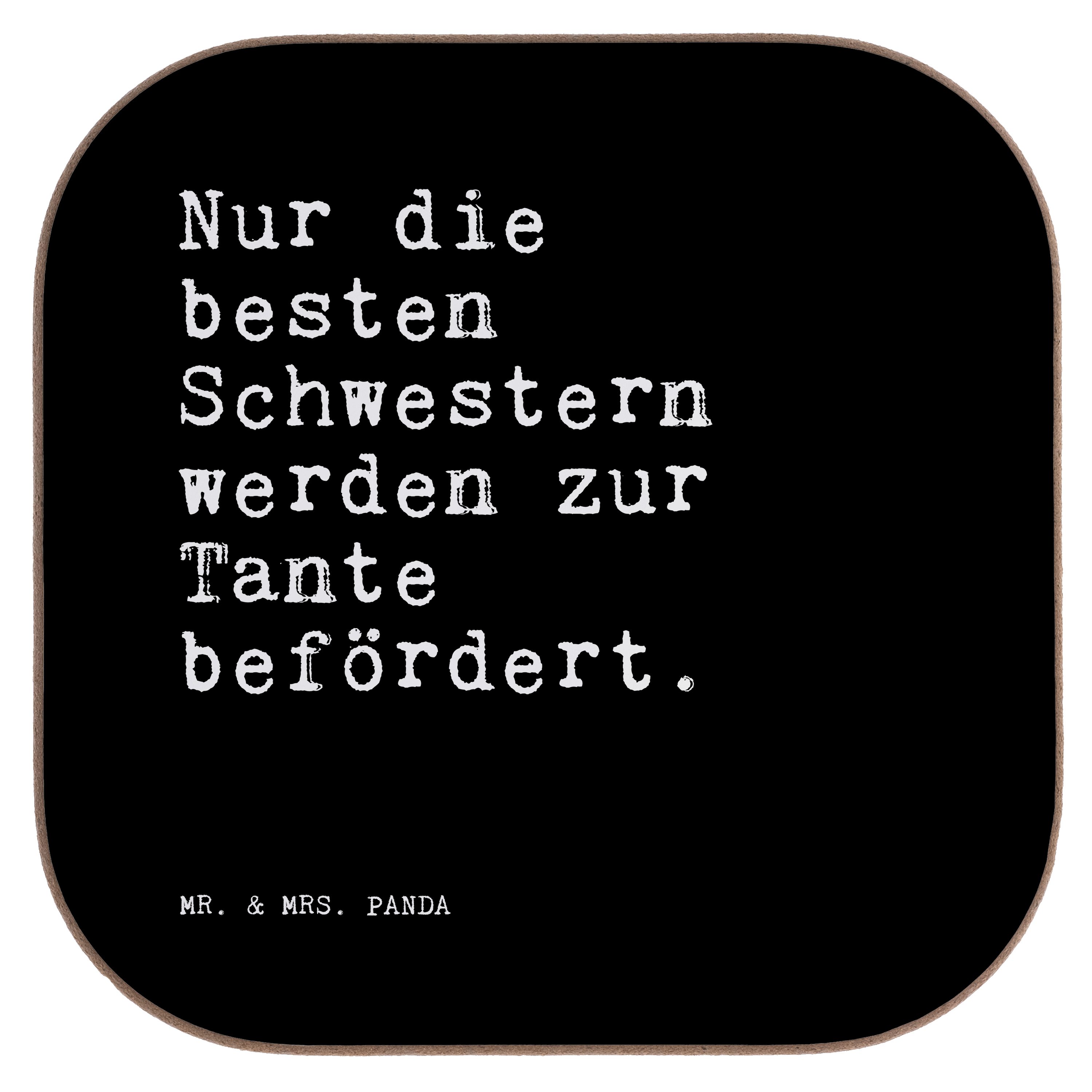 Mr. & Mrs. Panda Getränkeuntersetzer Nur die besten Schwestern... - Schwarz - Geschenk, Nichte Geschenk, W, 1-tlg.