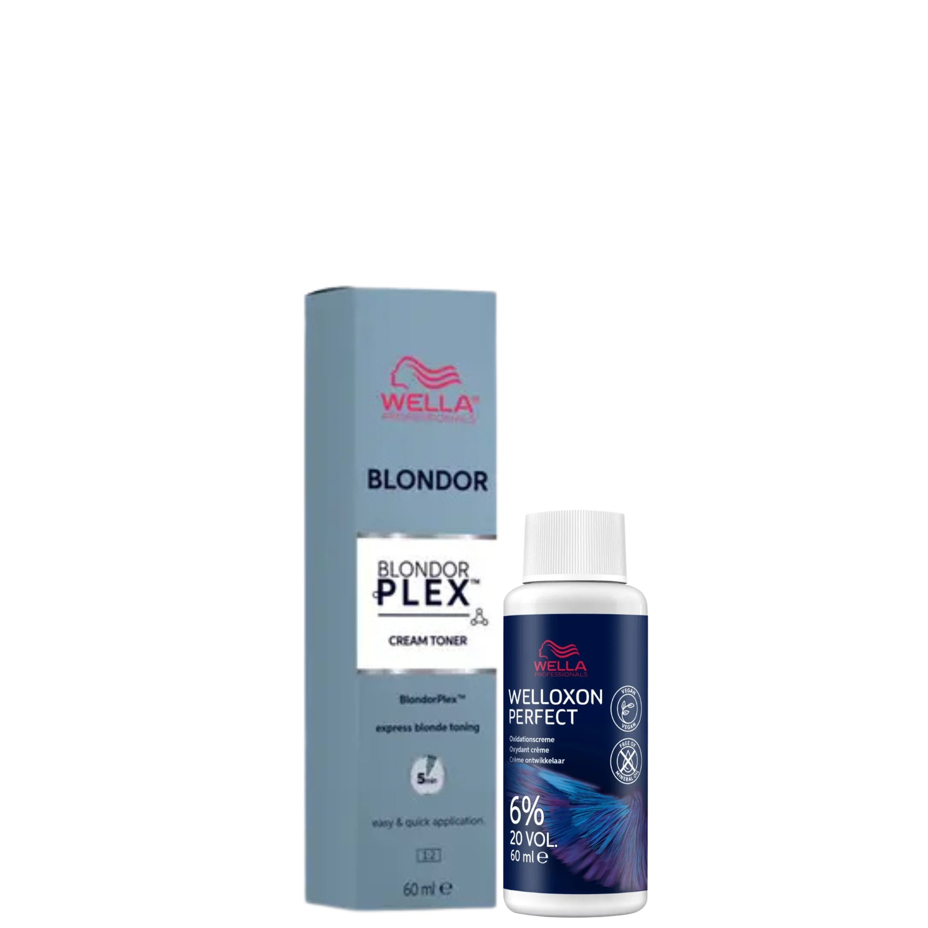 Wella Professionals Blondierpulver Blondor Plex Set - Cream Toner 60 ml + Welloxon Perfect 6% 60 ml