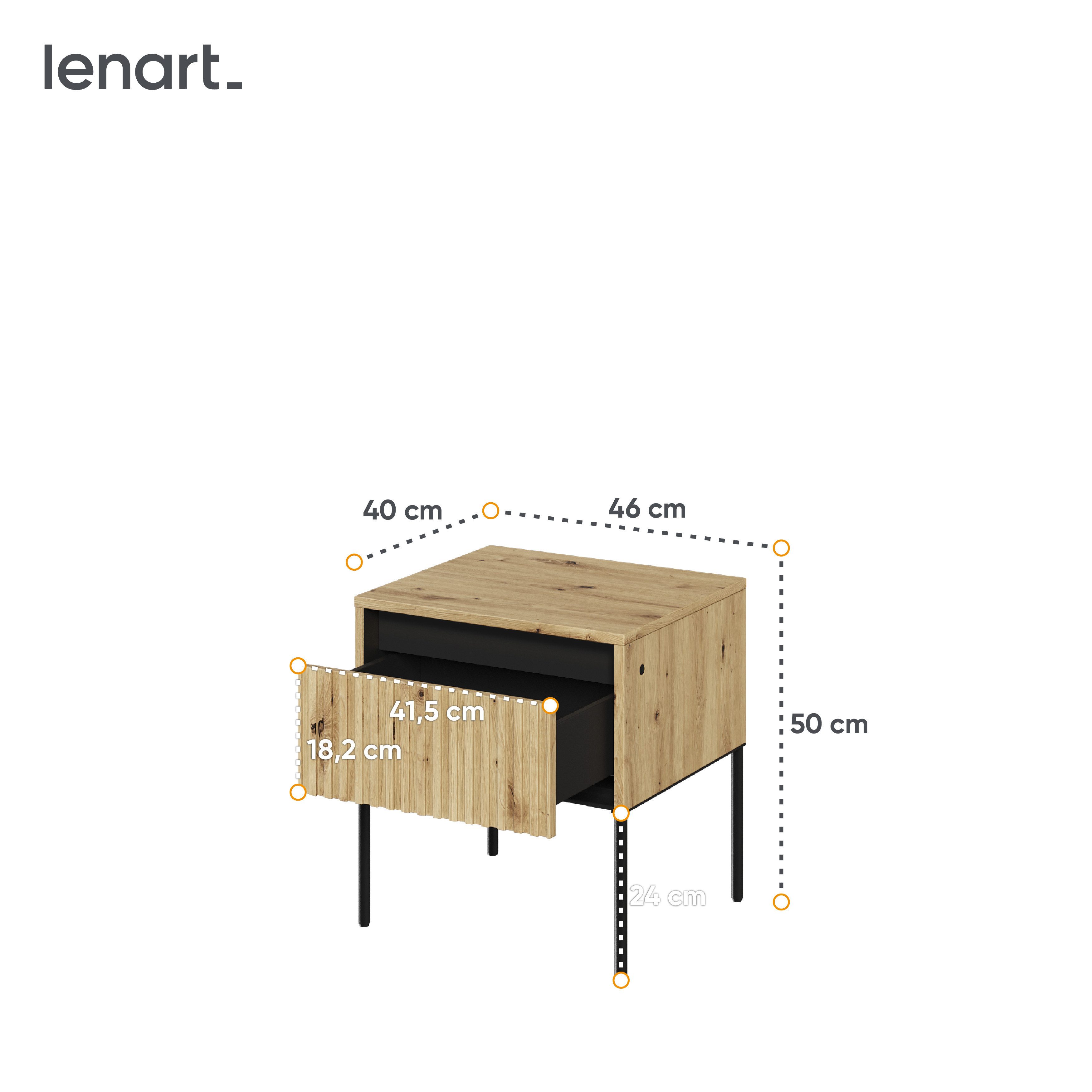 Friderik-EU Nachttisch Trend TR-10 Nachttisch mit Schublade und LED Beleuchtung, 46x50x40 cm