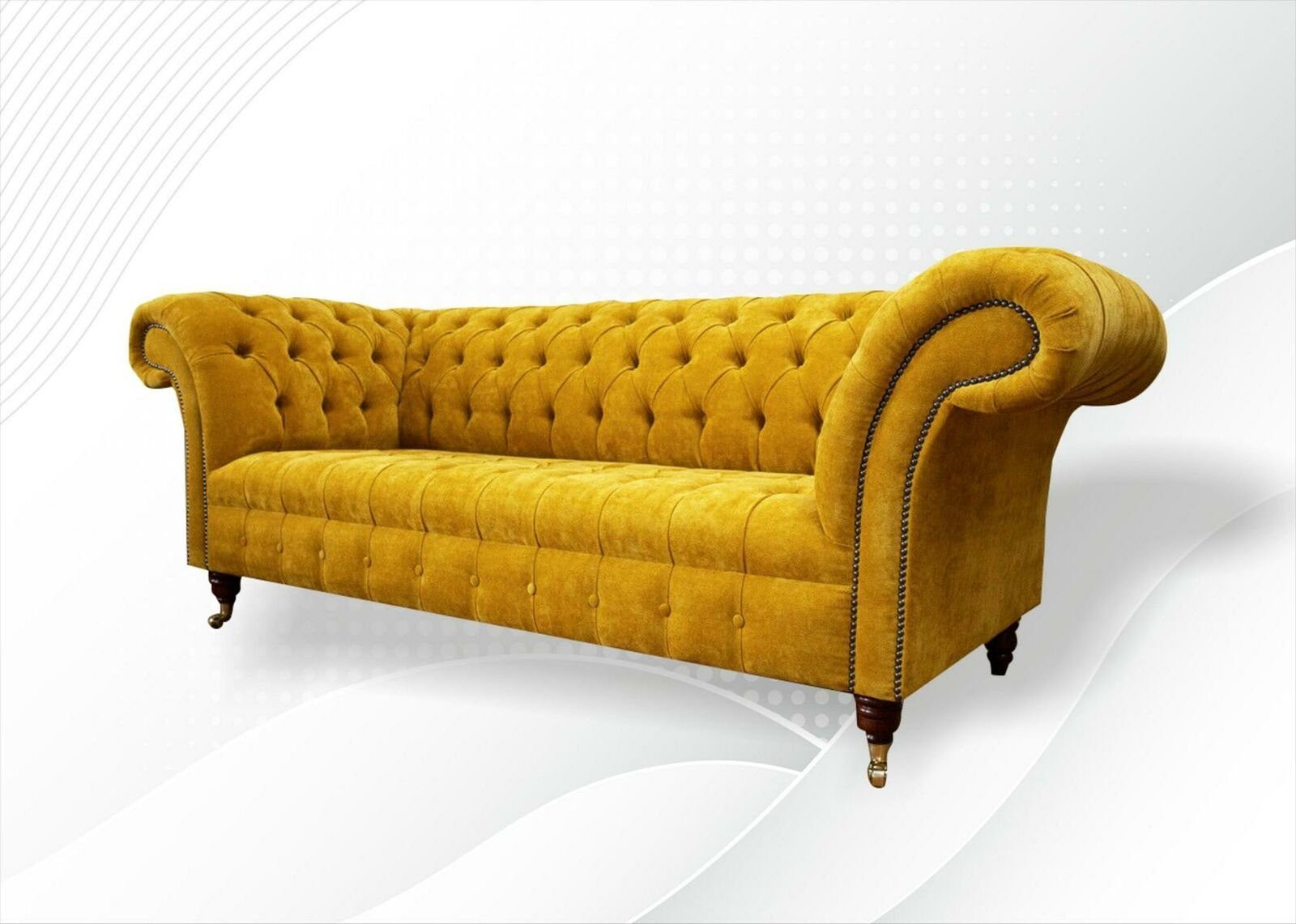Neu, luxus Made Gelber JVmoebel Dreisitzer Couch Chesterfield 3-er Europe in Möbel Chesterfield-Sofa