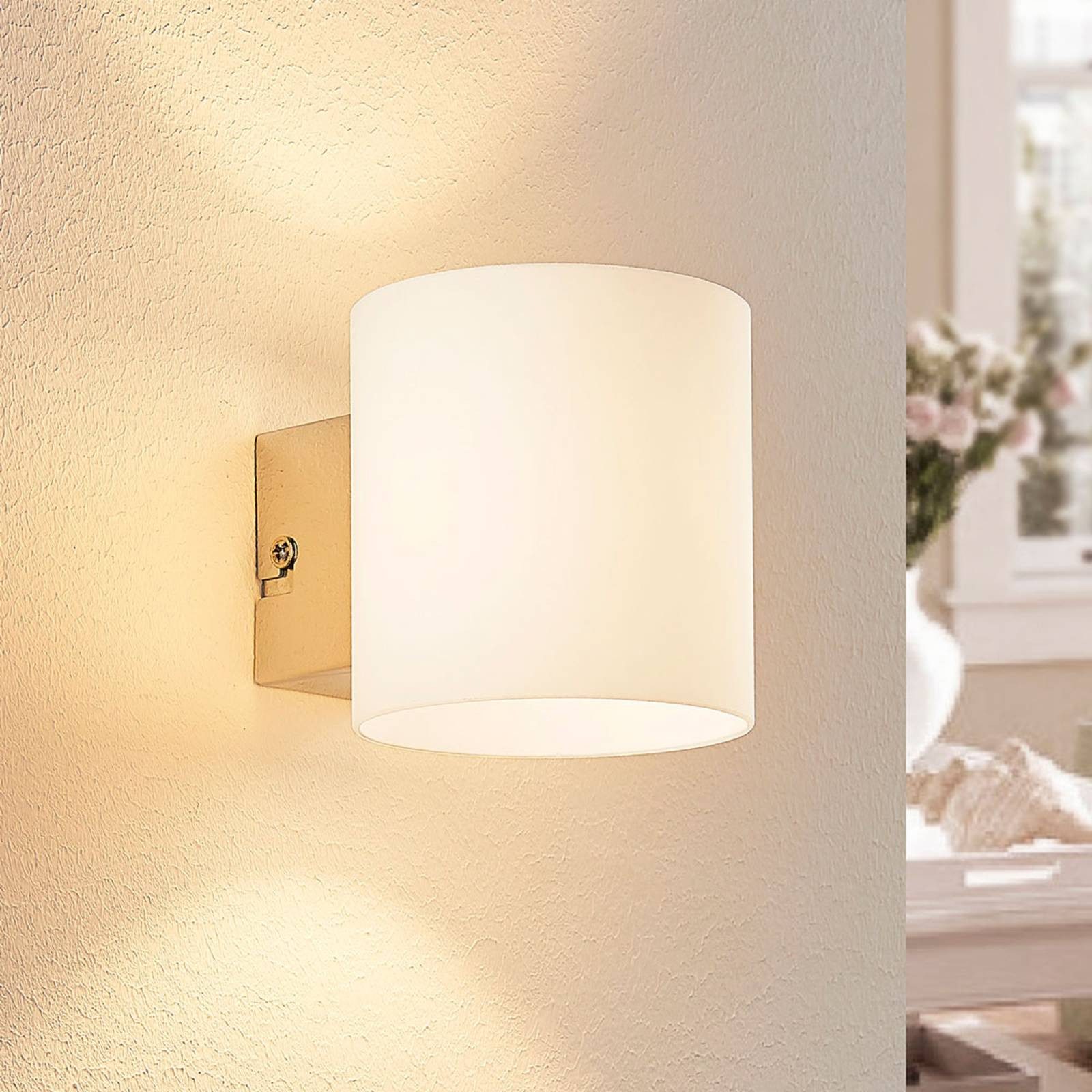 Lindby Wandleuchte Gerrit, Glas Weiß IP20, 1 x 5 W LED günstig online kaufen