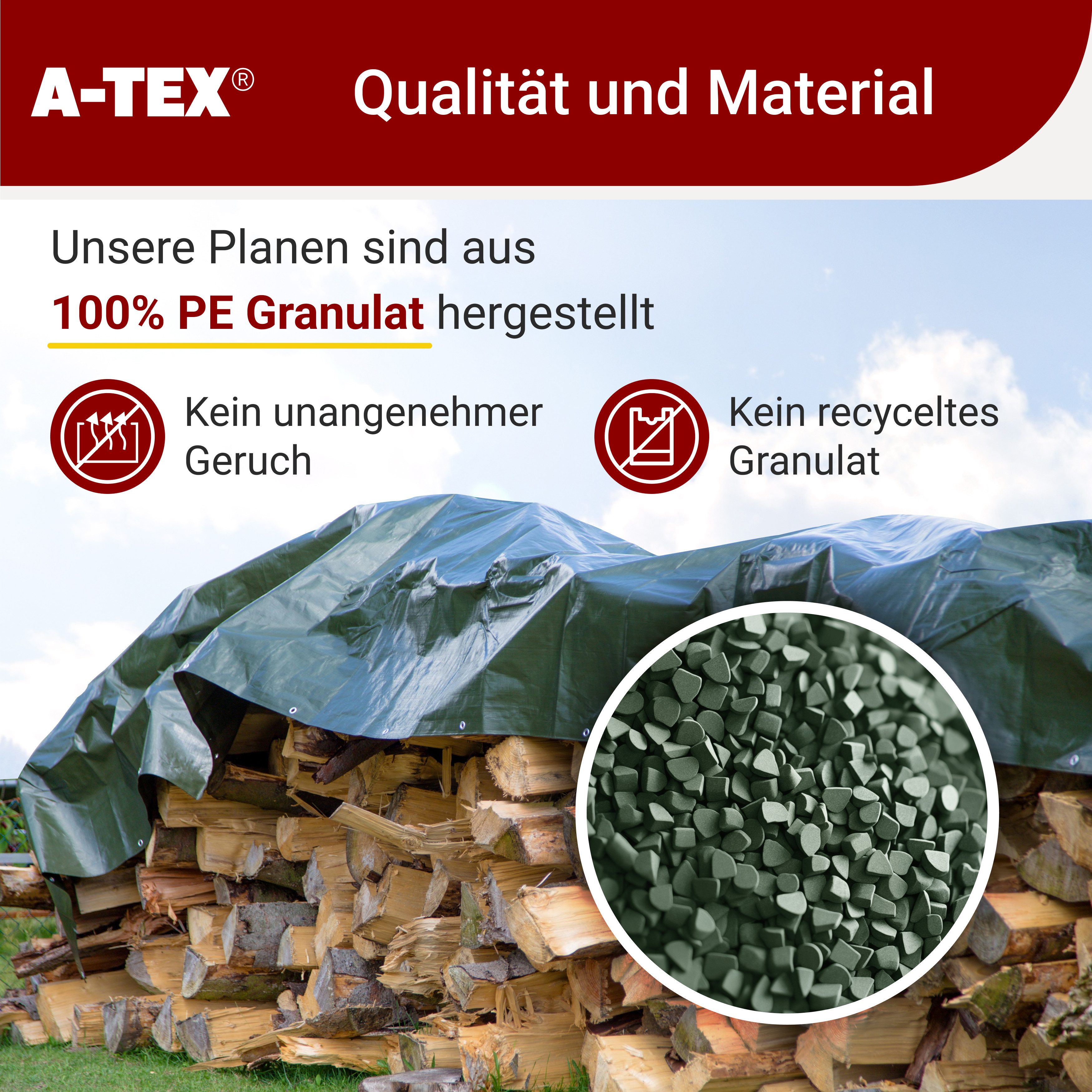 A-TEX® Schutzplane Abdeckplane Gewebeplane Plane mit Ösen 260 g/qm grau 3 x 3 m