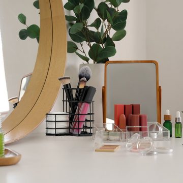 relaxdays Make-Up Organizer Pinselhalter mit 3 Fächern, Schwarz
