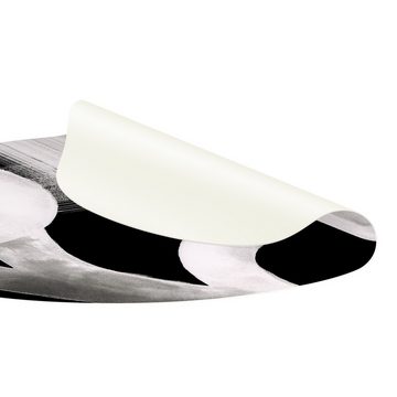 Teppich Vinyl Wohnzimmer Schlafzimmer Flur Küche Modern modern, Bilderdepot24, rund - schwarz weiß glatt, nass wischbar (Küche, Tierhaare) - Saugroboter & Bodenheizung geeignet