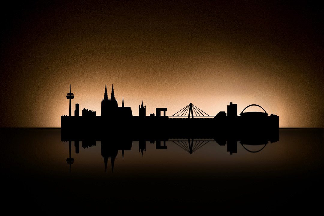 Radius Wanddekoobjekt Skyline Stadt Silhouette Wanddekoration aus Metall günstig online kaufen