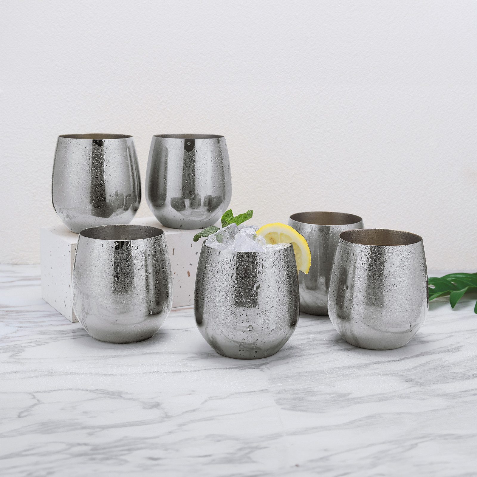 ECHTWERK Glas Wein & Wasserkelch 6-tlg, 6-tlg., Edelstahl, Trinkbecher aus Edelstahl, unzerbrechlich, bruchsicher, 500 ml