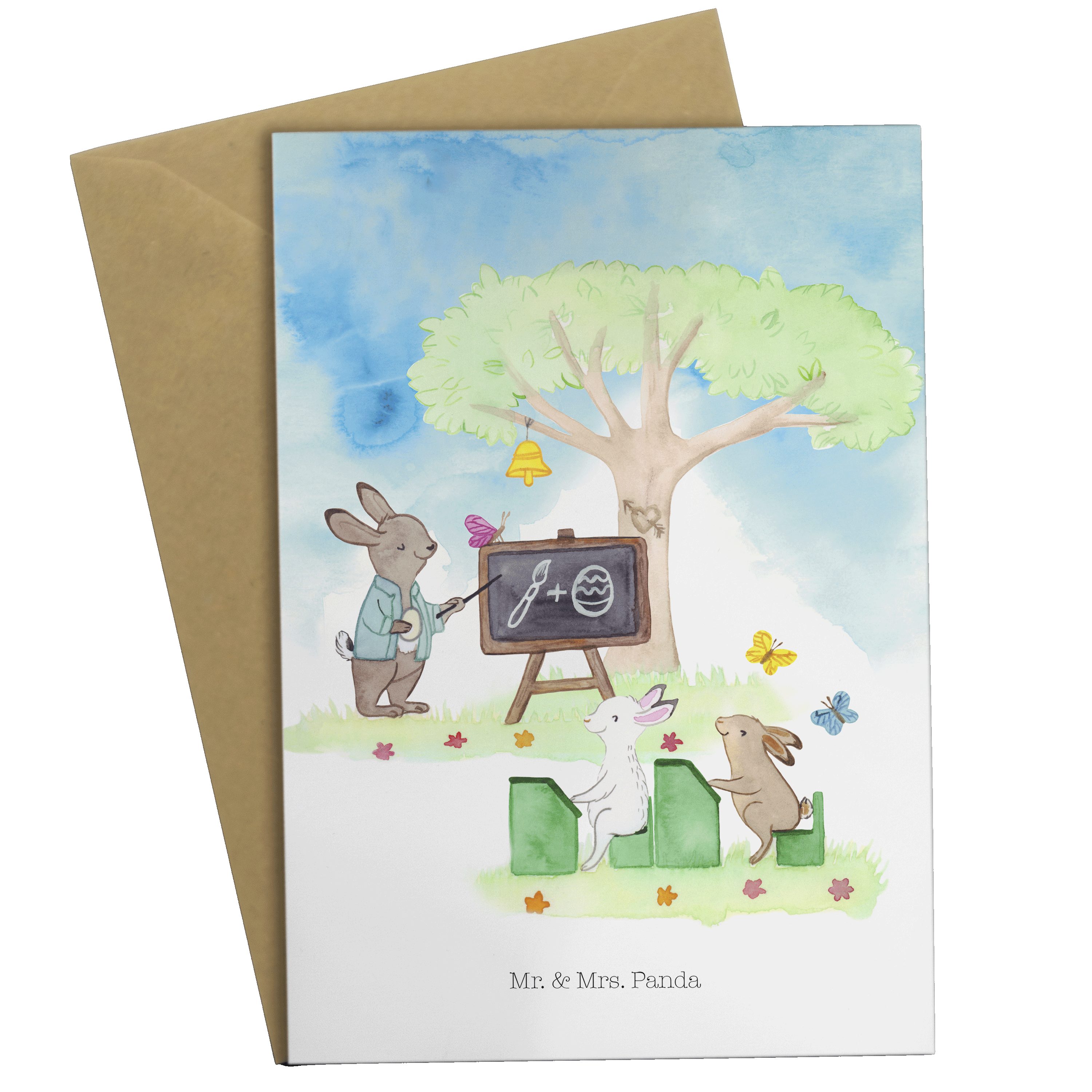 Mr. & Mrs. Panda Grußkarte Hasenschule - Weiß - Geschenk, Klappkarte, Einladungskarte, Hochzeits