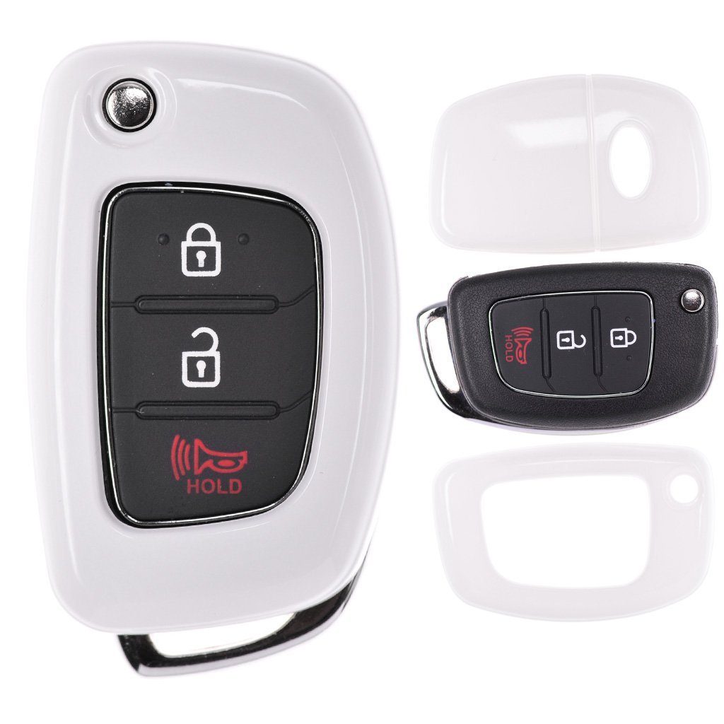 Schutzhülle i20 i30 Tucson Fe Weiß, Schlüsseltasche i40 mt-key für Hardcover Klappschlüssel ix35 Autoschlüssel Hyundai Santa
