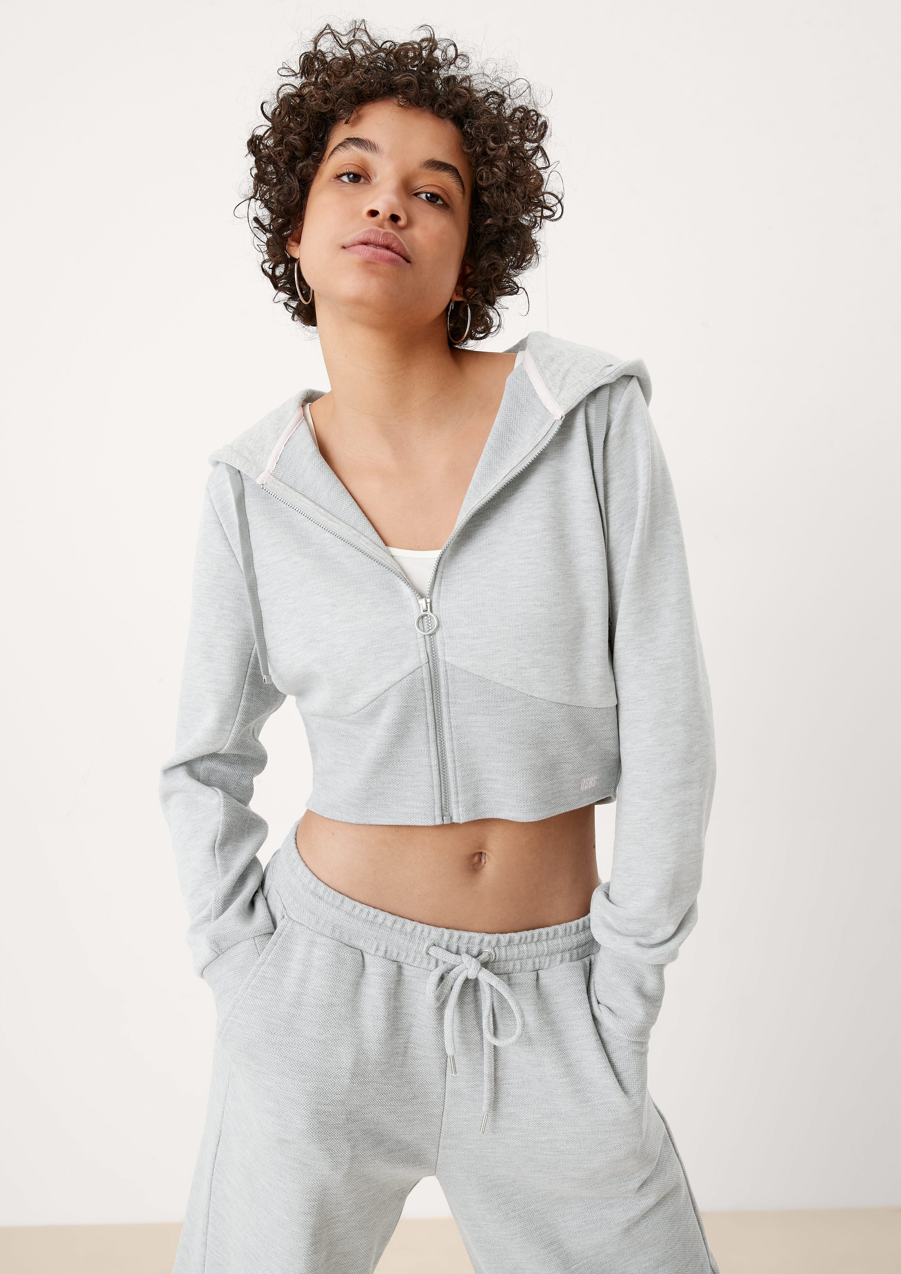 QS Funktionsjacke Cropped Jacke aus Sweat