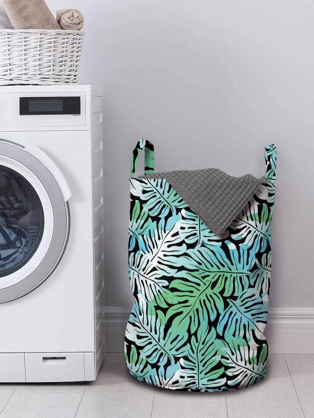 Kordelzugverschluss Natur Monstera Wäschesäckchen Waschsalons, für Abakuhaus Griffen Tropisch Wäschekorb Jungle mit