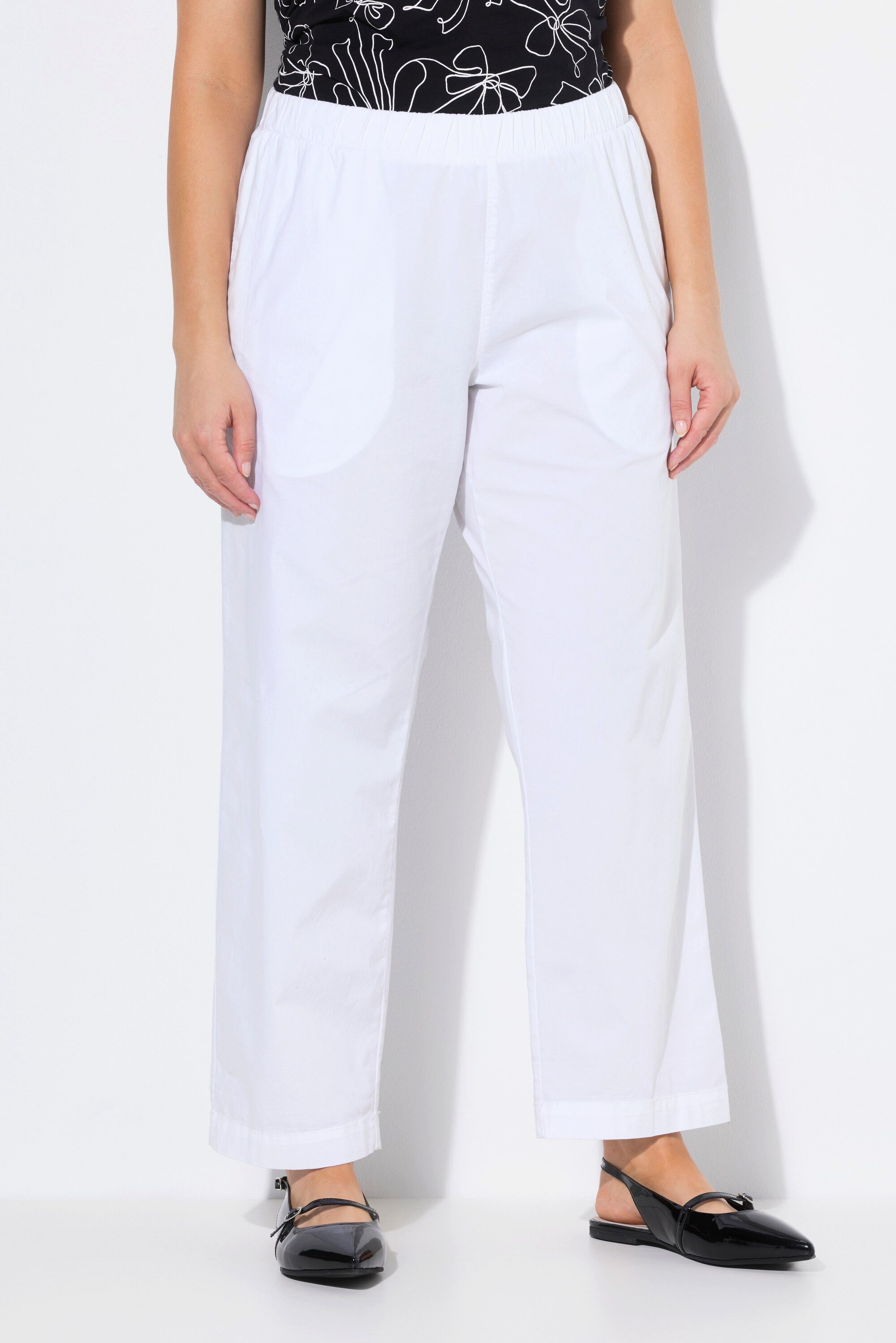 Ulla Popken Chinohose 7/8-Chinohose Ruby Elastikbund weites gerades Bein günstig online kaufen