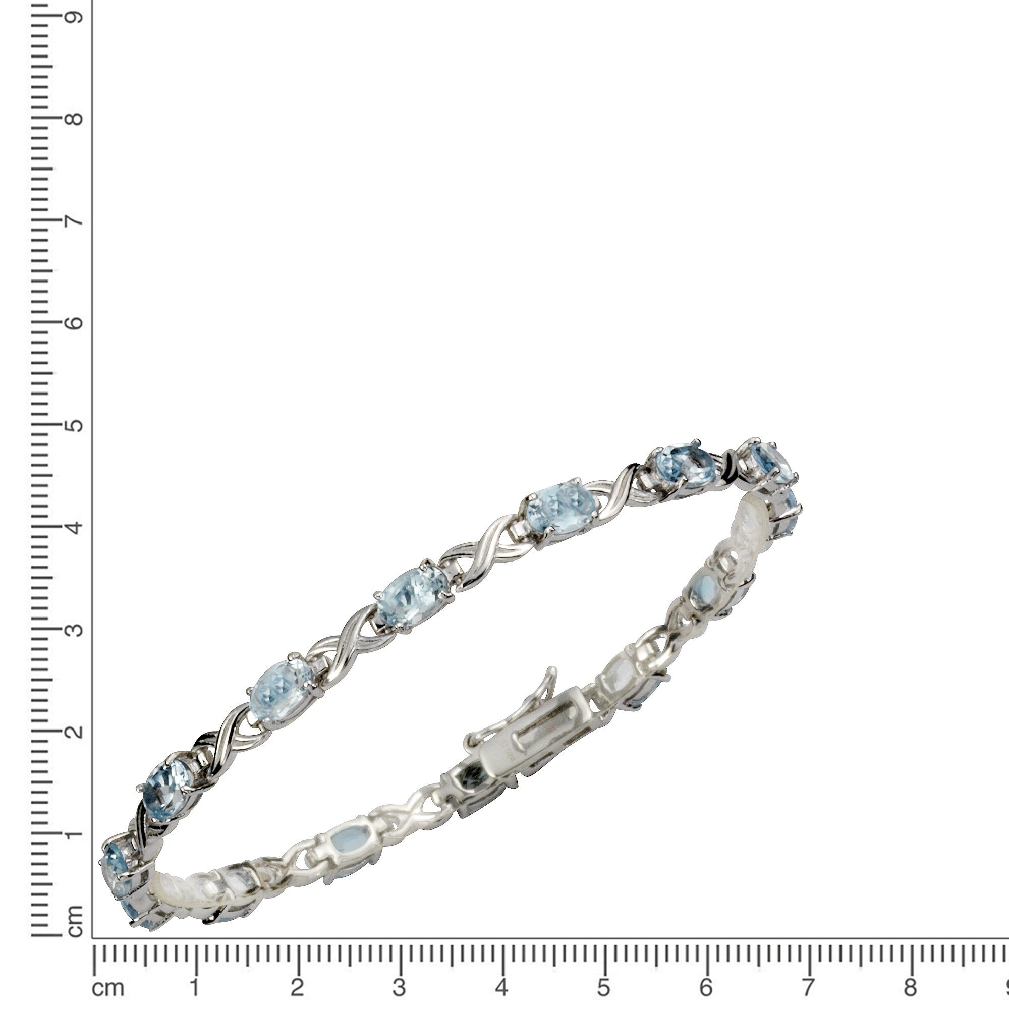 Zeeme Armband Silber 925 rhodiniert 19cm lang mit 14x Blautopas (beh) günstig online kaufen