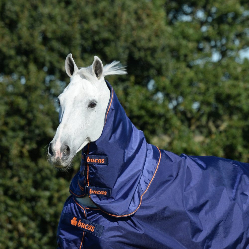 Bucas Pferde-Regendecke Bucas Therapy Turnout Neck 0g - navy/orange