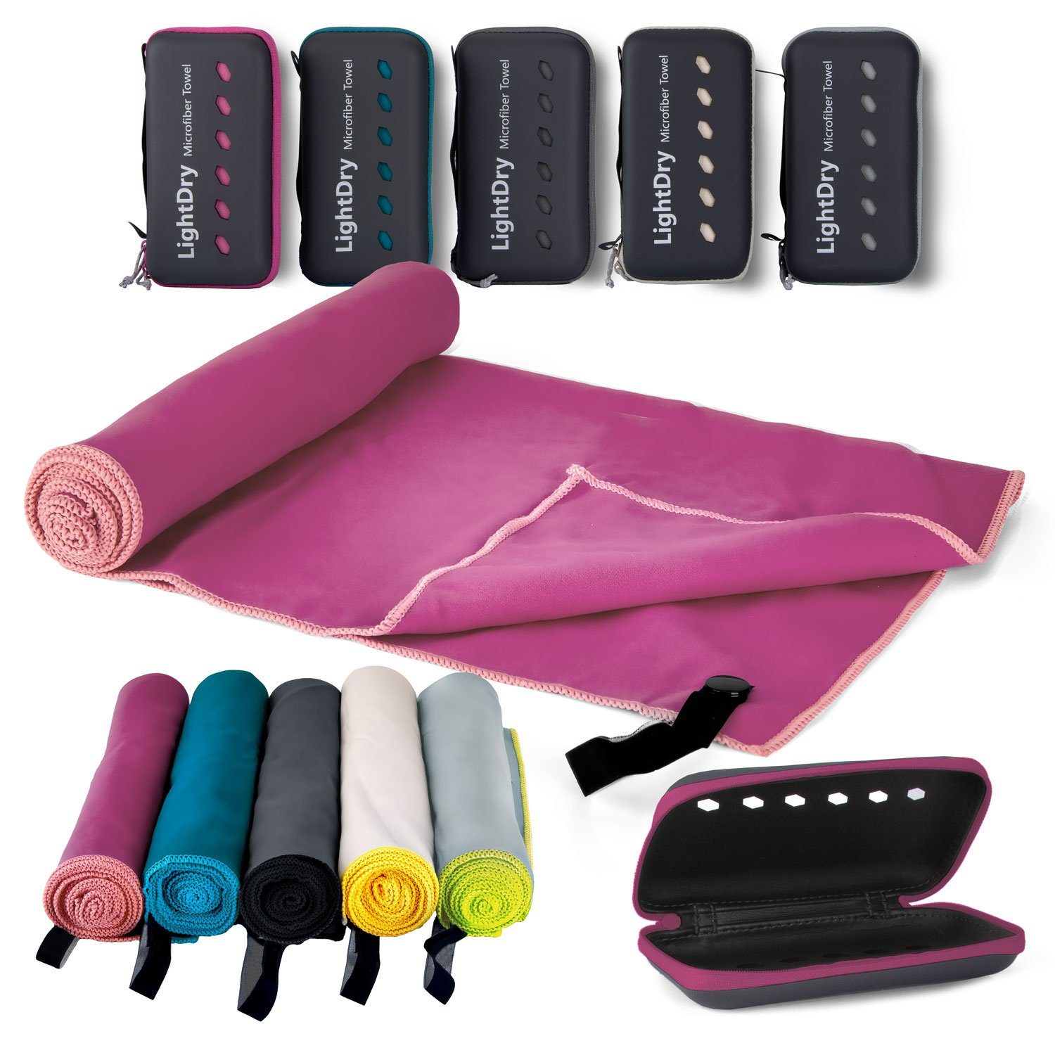 LightDry Sporthandtuch LIGHTDRY Sporthandtuch Mikrofaser, Leicht und Antibakteriell, Mikrofaser, saugfähig, leicht & antibakteriell & schnell trocknend