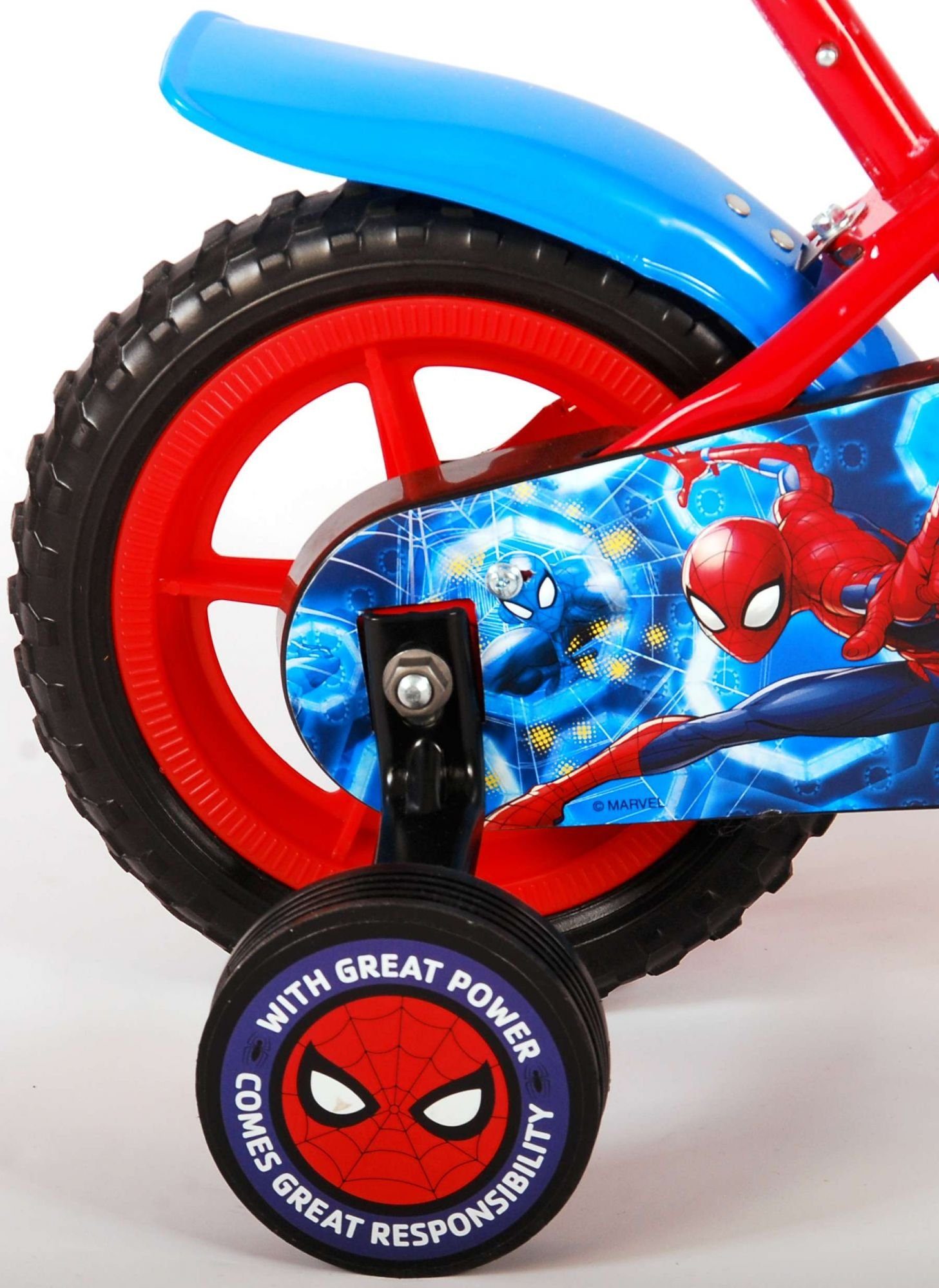 Spiderman Fester Jungen - - Reifen, 85% 35 EVA kg Jahre, - 4 - 2 zusammengebaut, Plastikfelgen bis Kinderfahrrad 10 Zoll - - Blau/Rot Gang