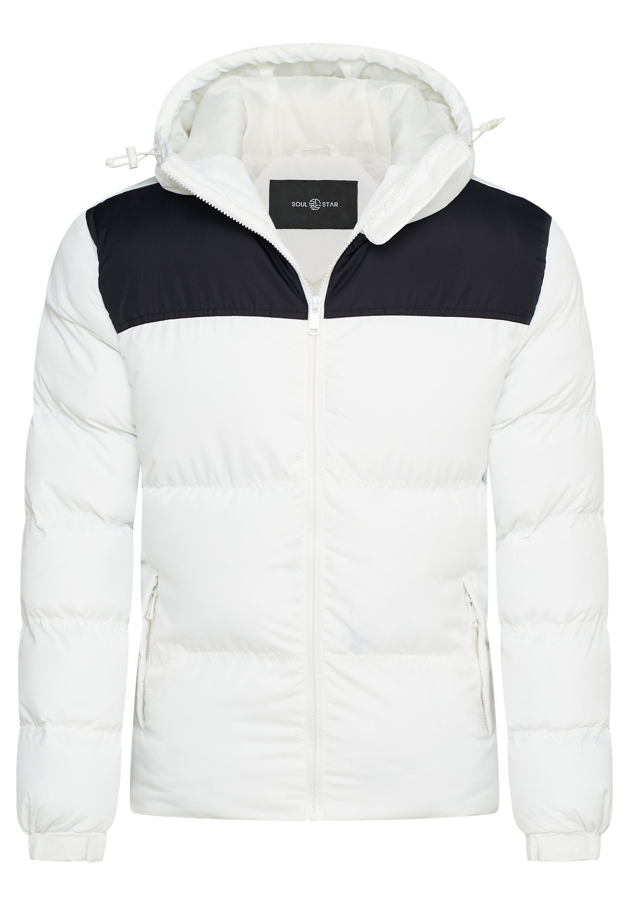 SOULSTAR Winterjacke S2KRAGERO Puffer Jacke mit Kapuze warme Steppjacke Panel-Weiß